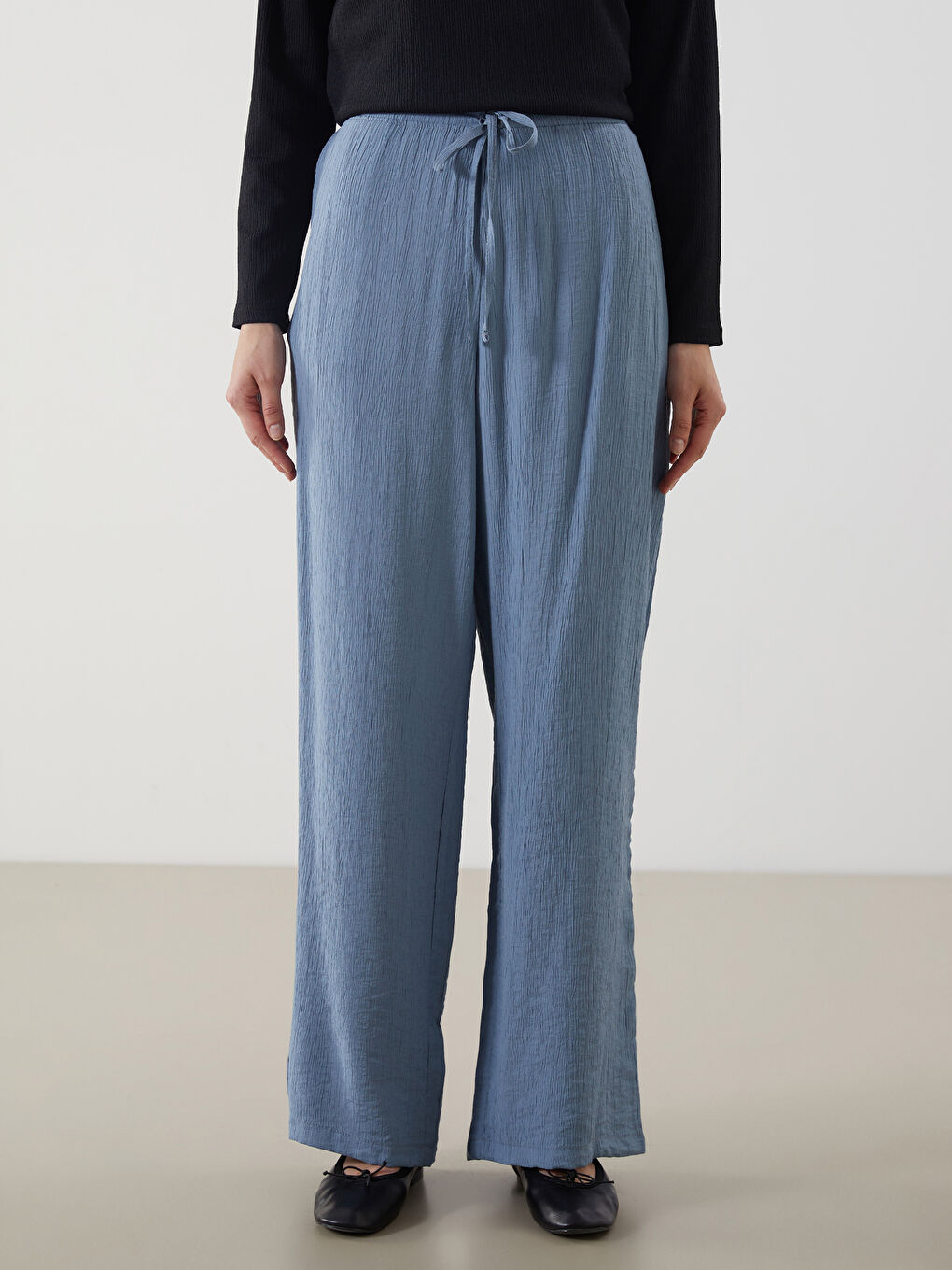 LCW Modest Elasticated Waist Textured Women's Trousers -S54390Z8-Q6L