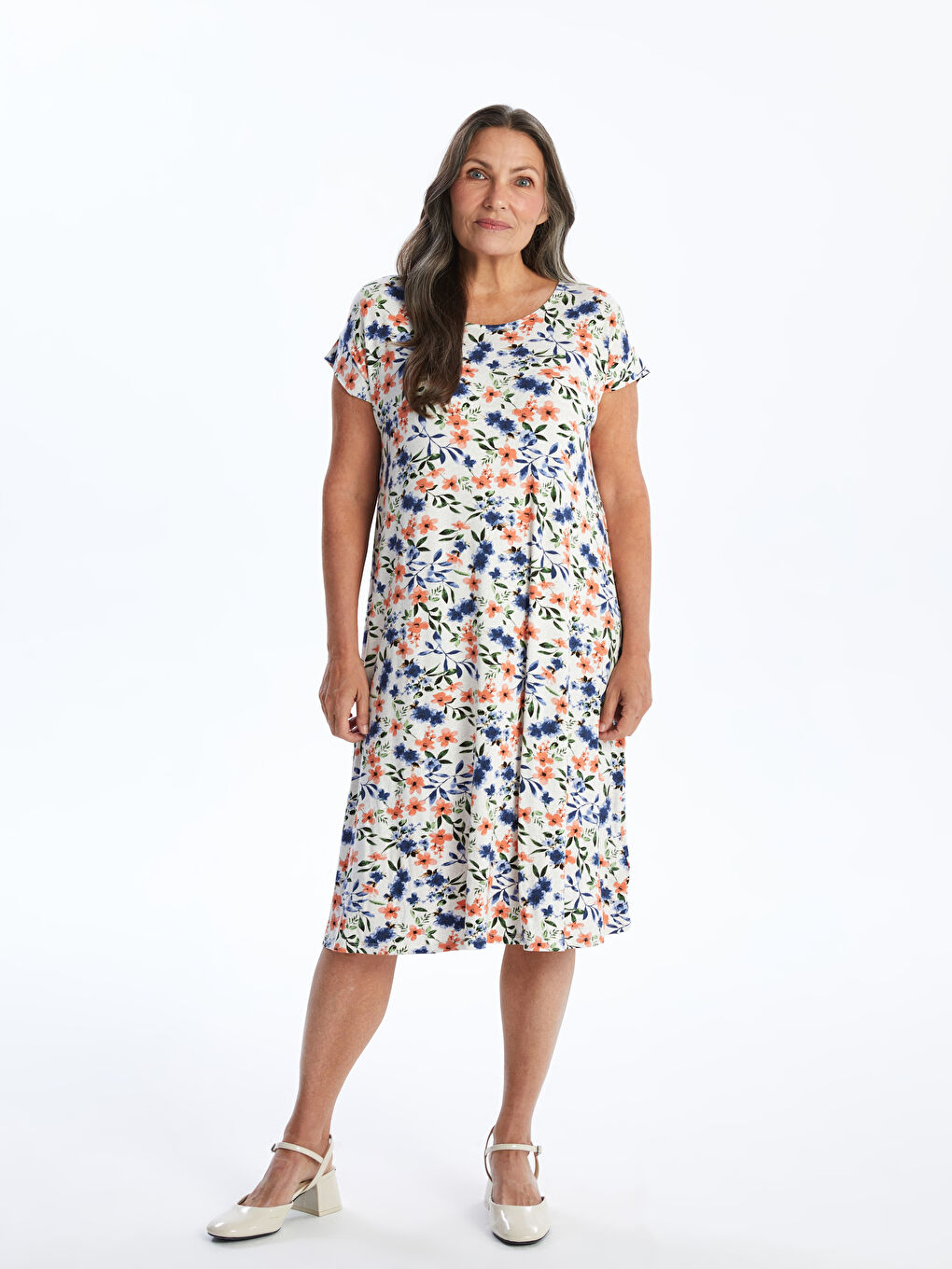 Crew Neck Patterned Women's Dress -S54394Z8-F9C