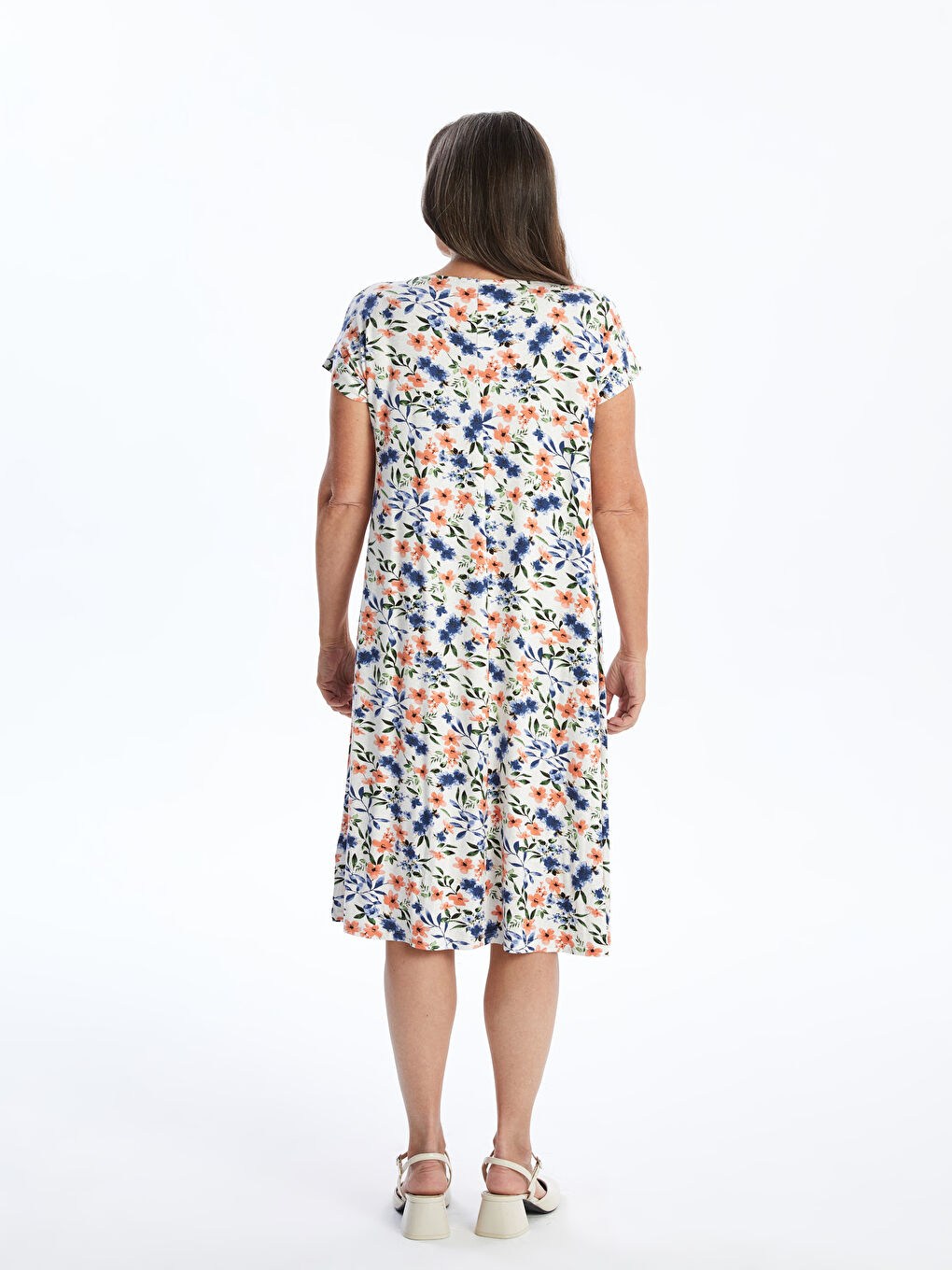 Crew Neck Patterned Women's Dress -S54394Z8-F9C