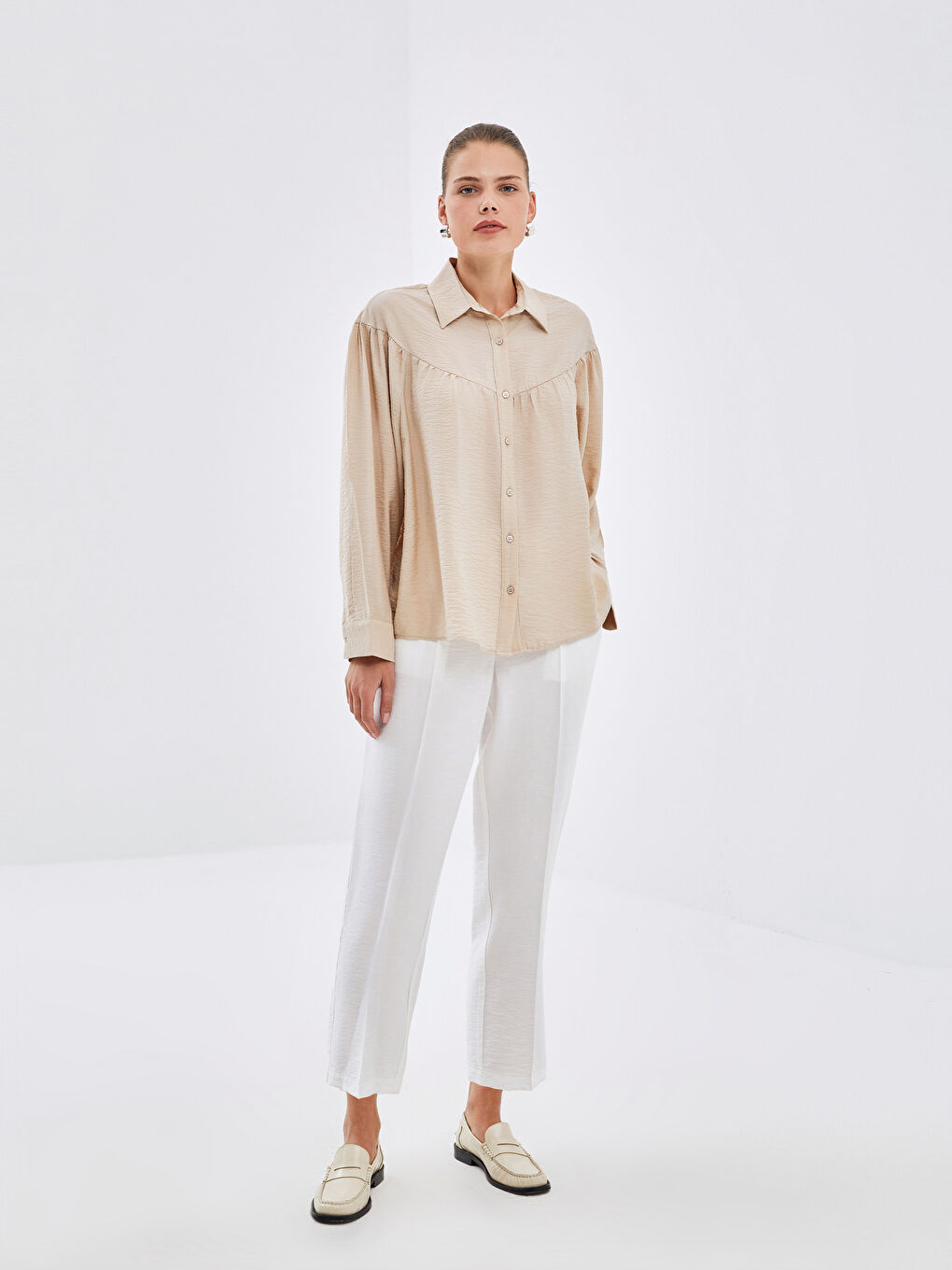 LCW Modest Beli Lastikli Havuç Kesim Kadın Pantolon -S54396Z8-QVD