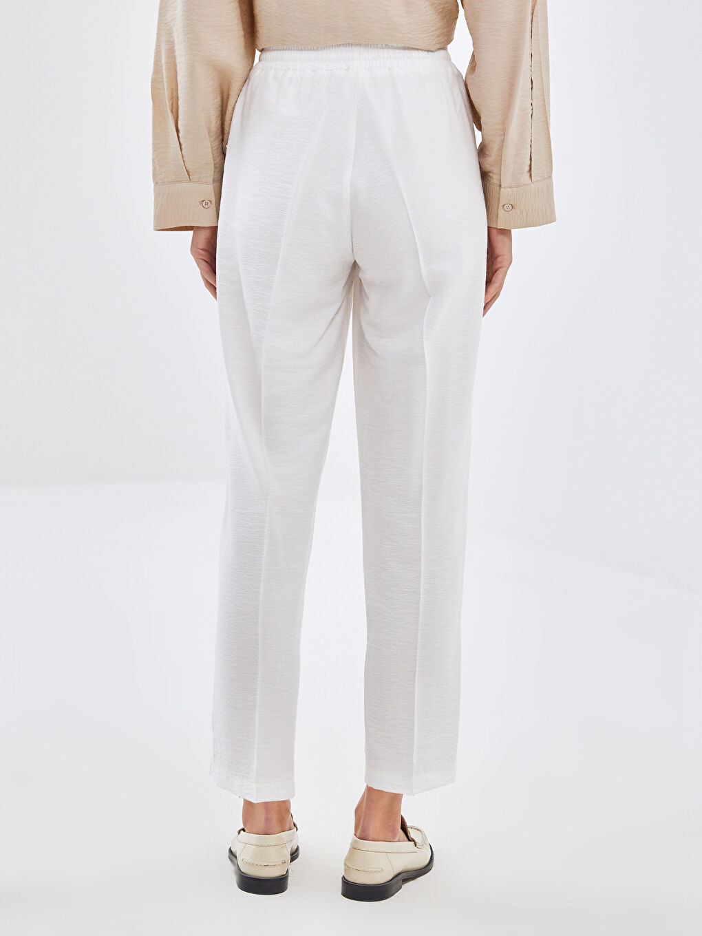 LCW Modest Beli Lastikli Havuç Kesim Kadın Pantolon -S54396Z8-QVD