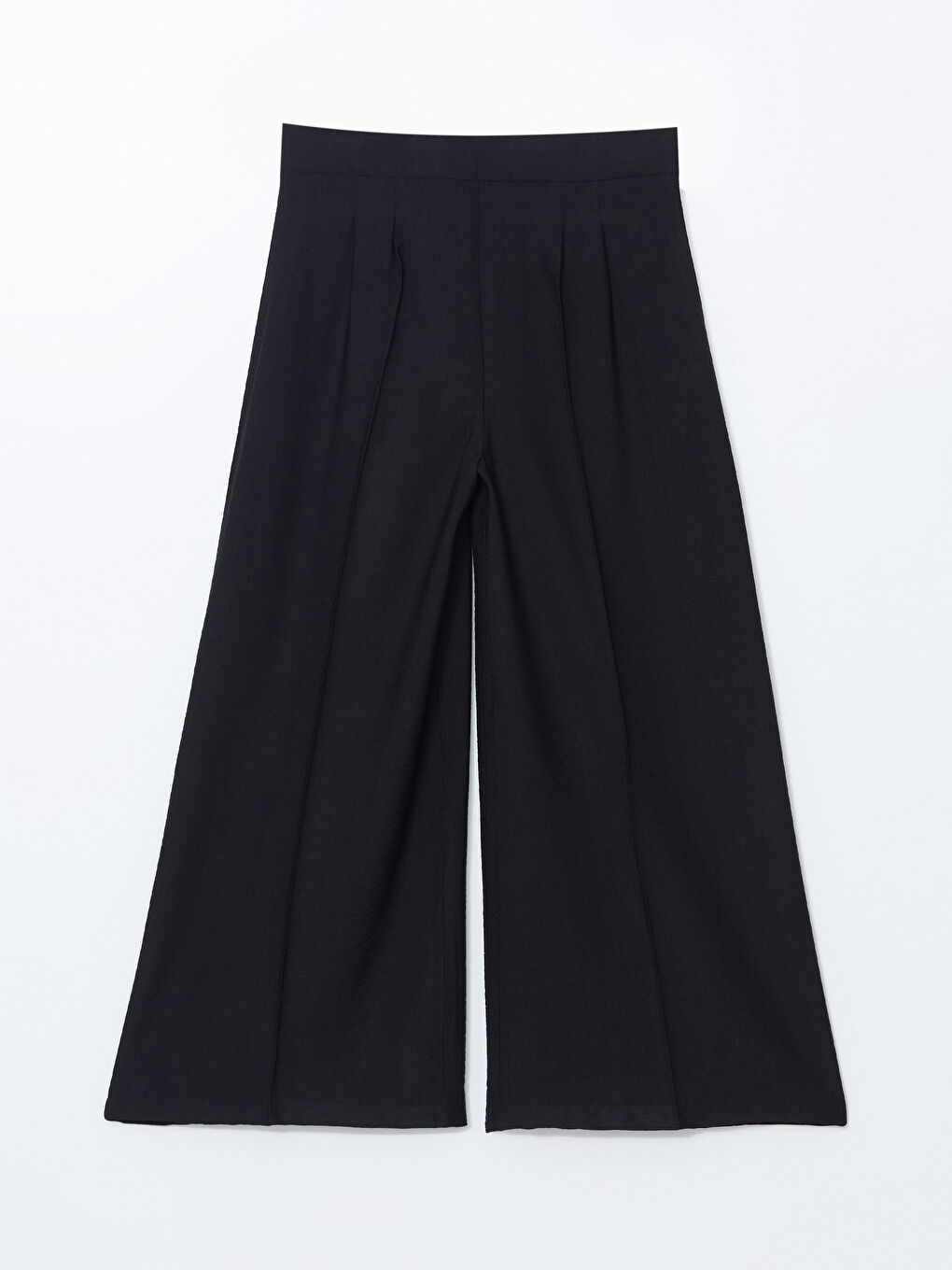 Elastische Taille Weite Beine Für Damen Plissierte Hosen-4