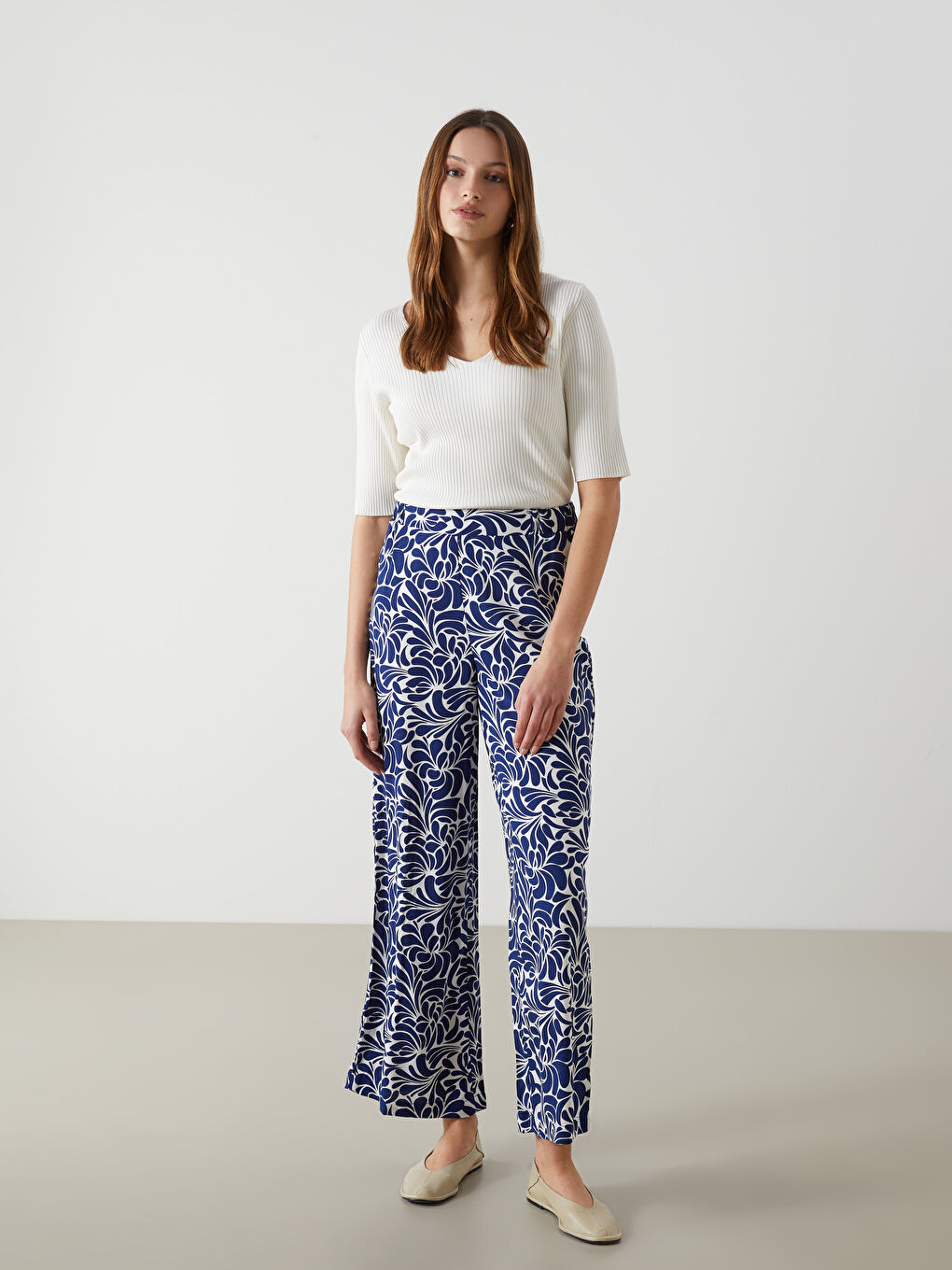 LCW Modest Beli Lastikli Desenli Kadın Pantolon -S54398Z8-LSH