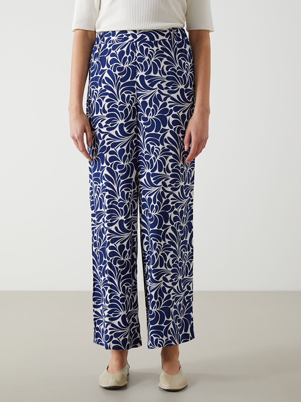 LCW Modest Beli Lastikli Desenli Kadın Pantolon -S54398Z8-LSH
