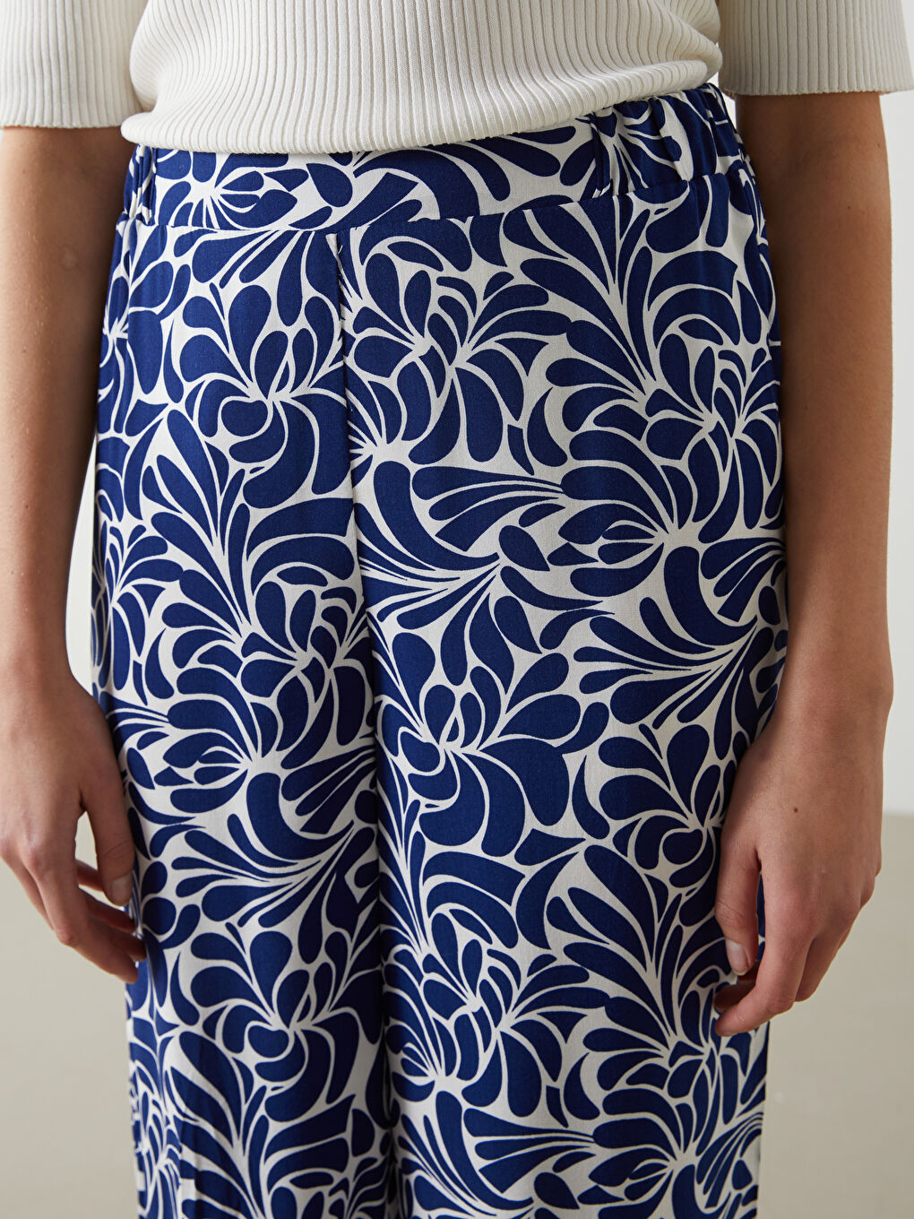 LCW Modest Beli Lastikli Desenli Kadın Pantolon -S54398Z8-LSH