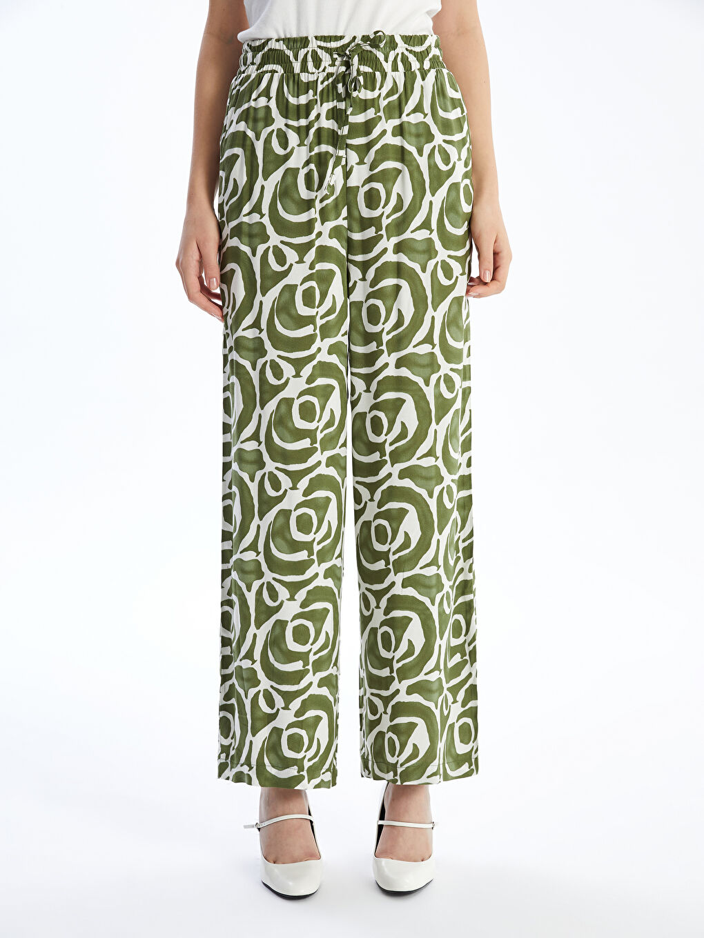 LCW Modest Elasticated Waist Patterned Women's Trousers -S54401Z8-LRR