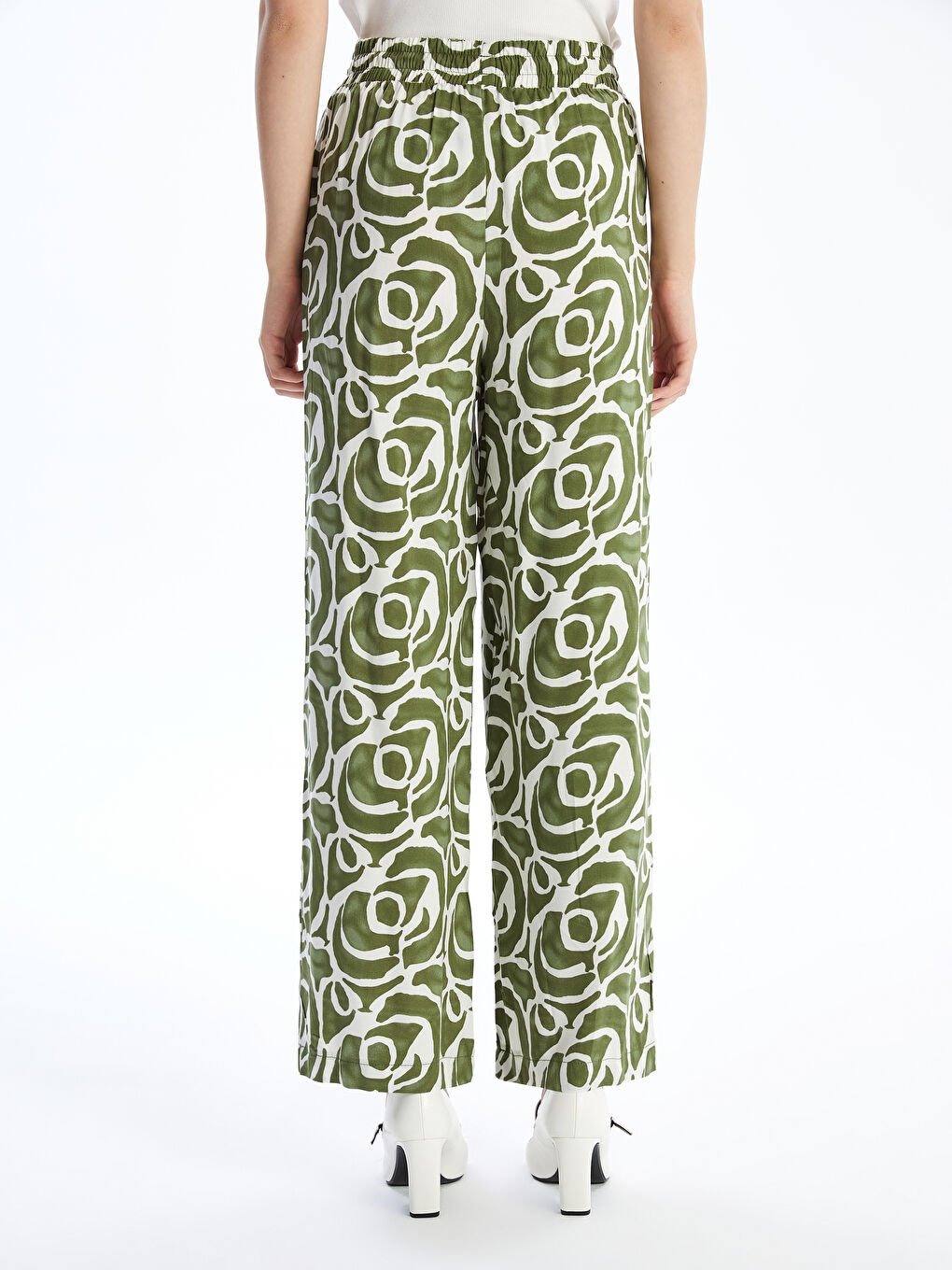 LCW Modest Elasticated Waist Patterned Women's Trousers -S54401Z8-LRR