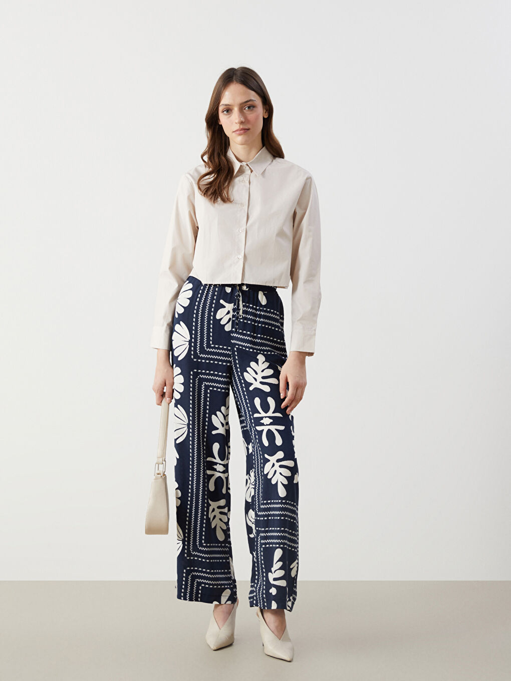 Pantalon à Taille Élastiquée à Motifs pour Femmes