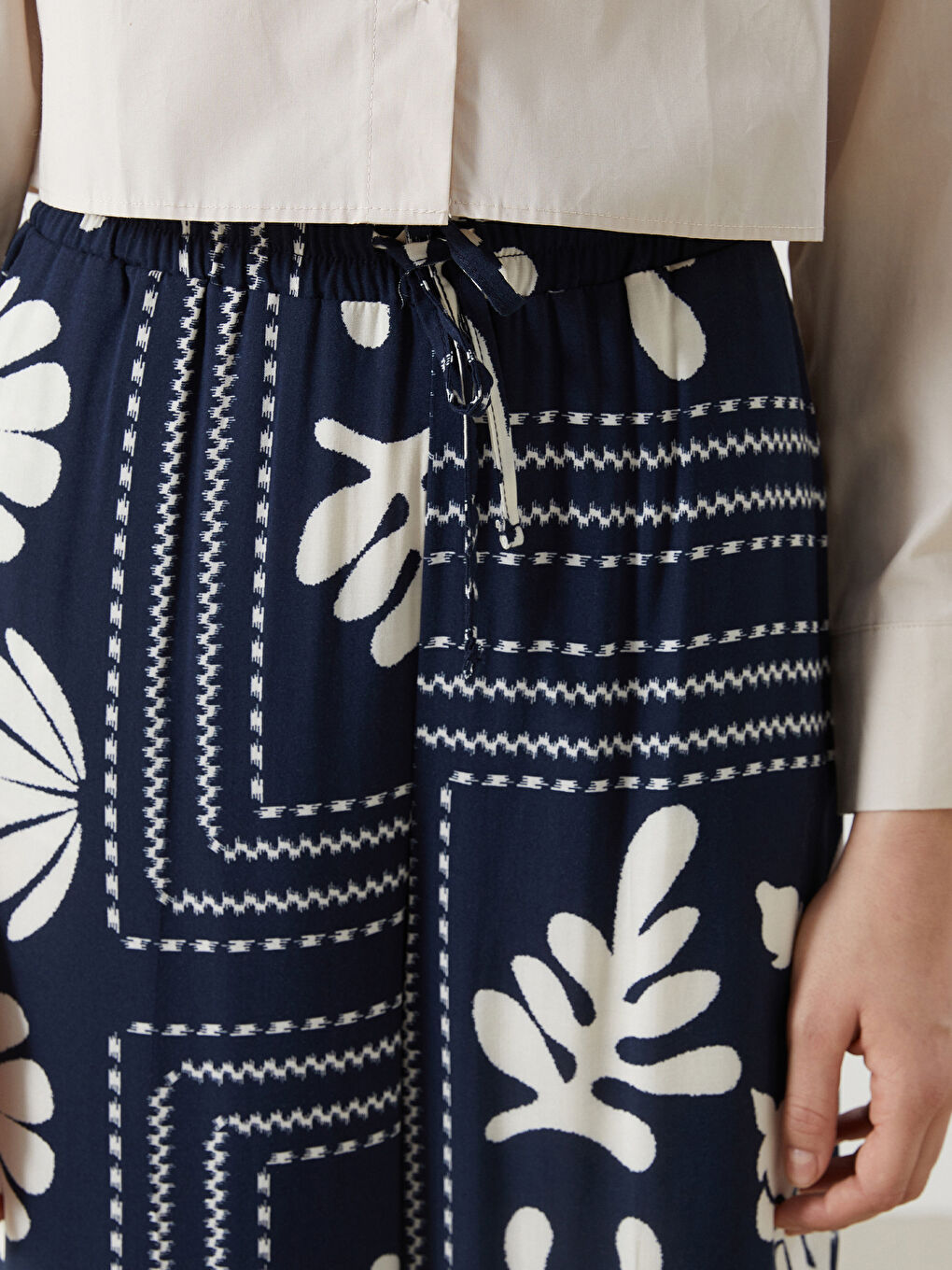 Pantalon à Taille Élastiquée à Motifs pour Femmes-2