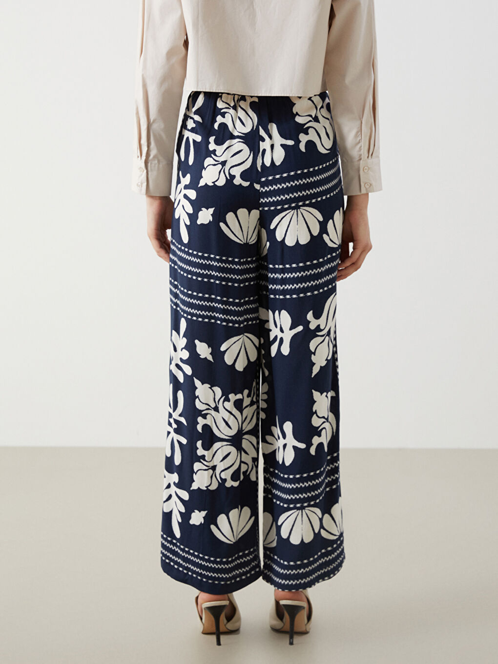 Pantalon à Taille Élastiquée à Motifs pour Femmes-3