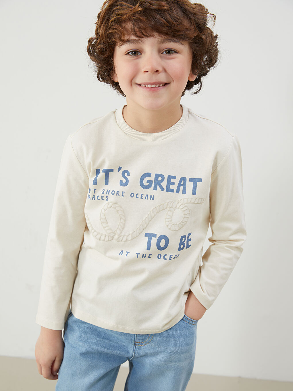 Crew Neck Printed Boys' T-Shirt -S54407Z1-QVK