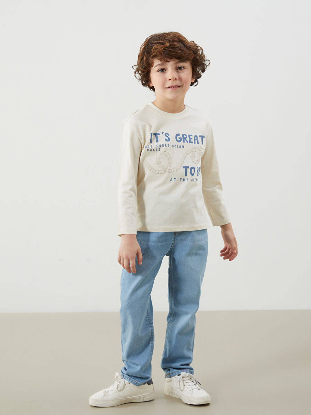 Crew Neck Printed Boys' T-Shirt -S54407Z1-QVK