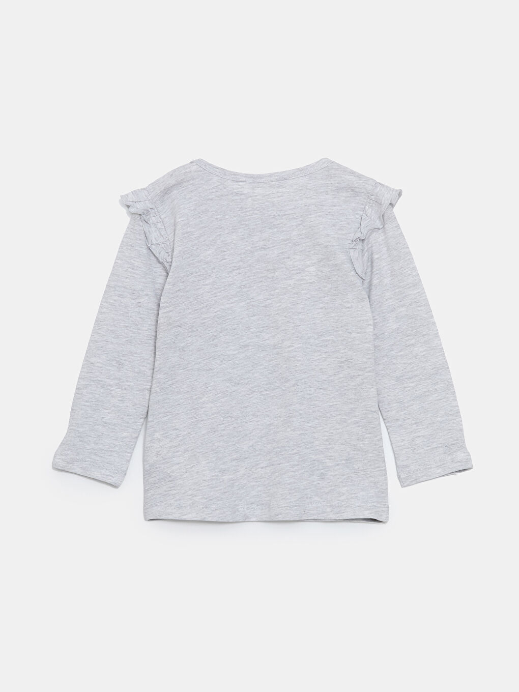 Gri Bisiklet Yaka Minnie Mouse Baskılı Kız Çocuk Pijama Üst-1