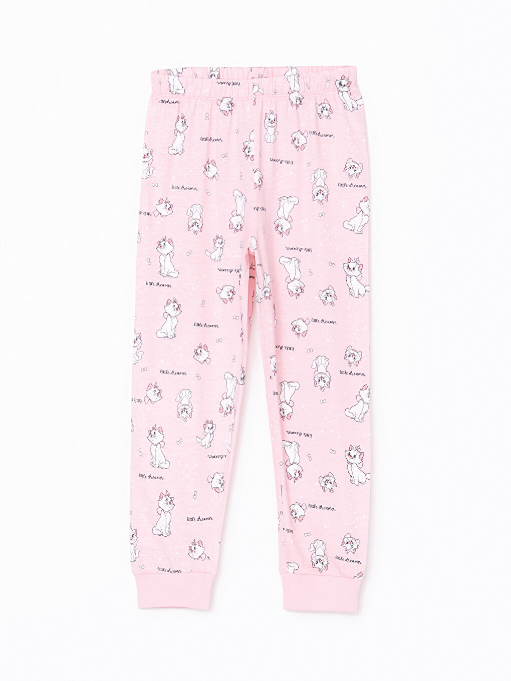 Pembe Beli Lastikli Baskılı Kız Çocuk Pijama Alt