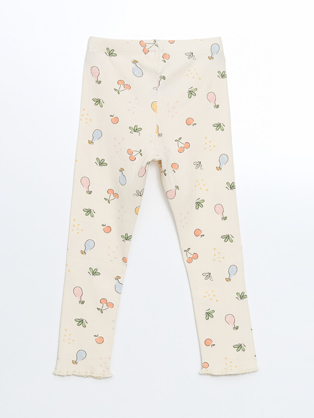 Ekru Beli Lastikli Baskılı Kız Çocuk Pijama Alt-1