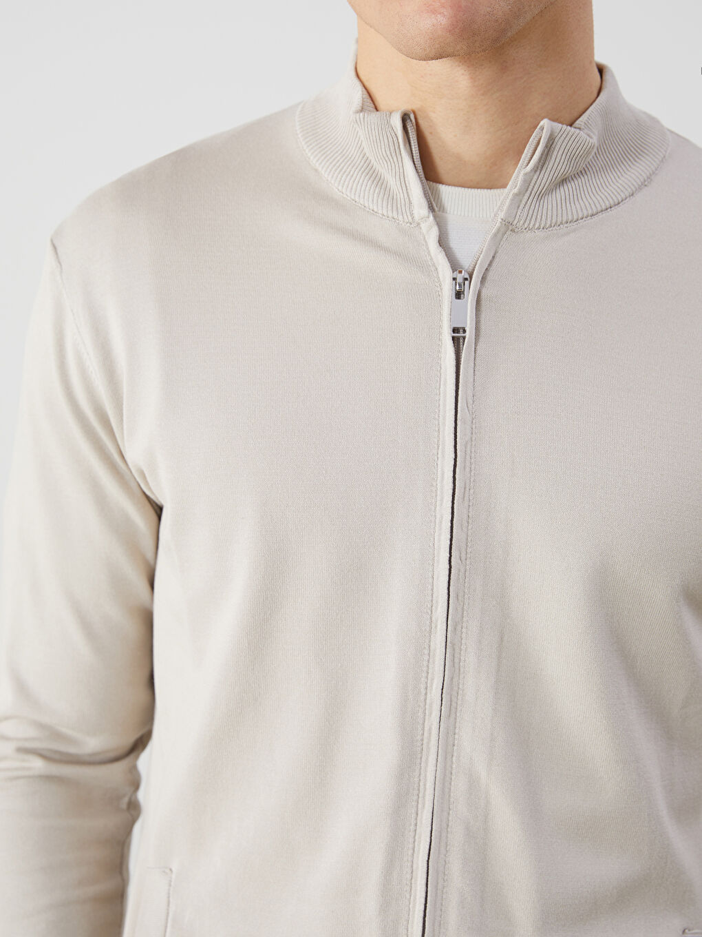 Standard Fit Turtle Neck Men's Tricot Cardigan -S54523Z8-FF5