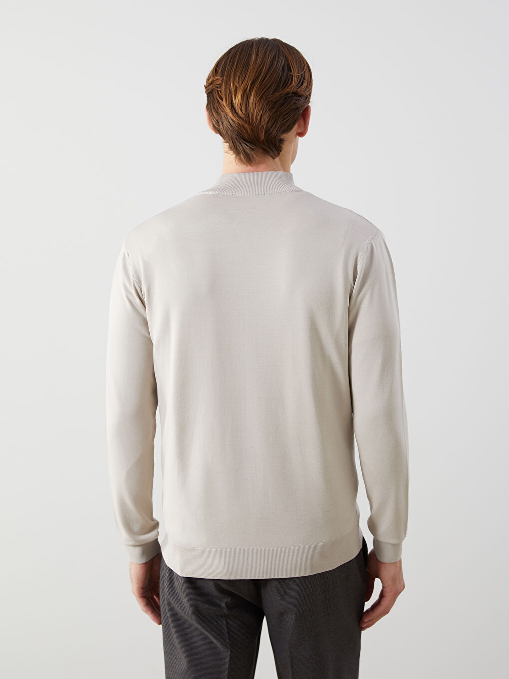 Standard Fit Turtle Neck Men's Tricot Cardigan -S54523Z8-FF5