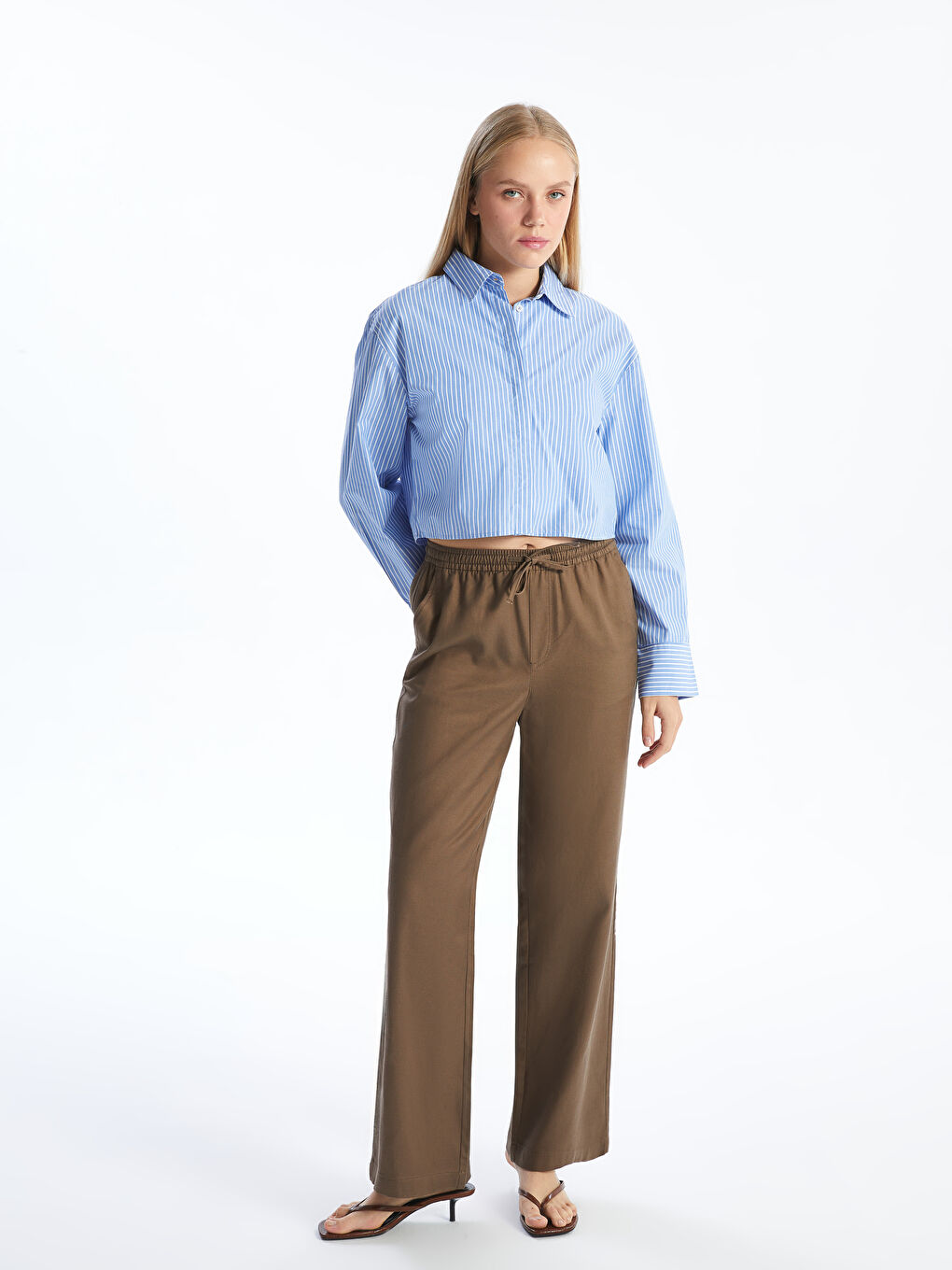 Pantalone za žene sa lastišem u struku -S54570Z8-PX1