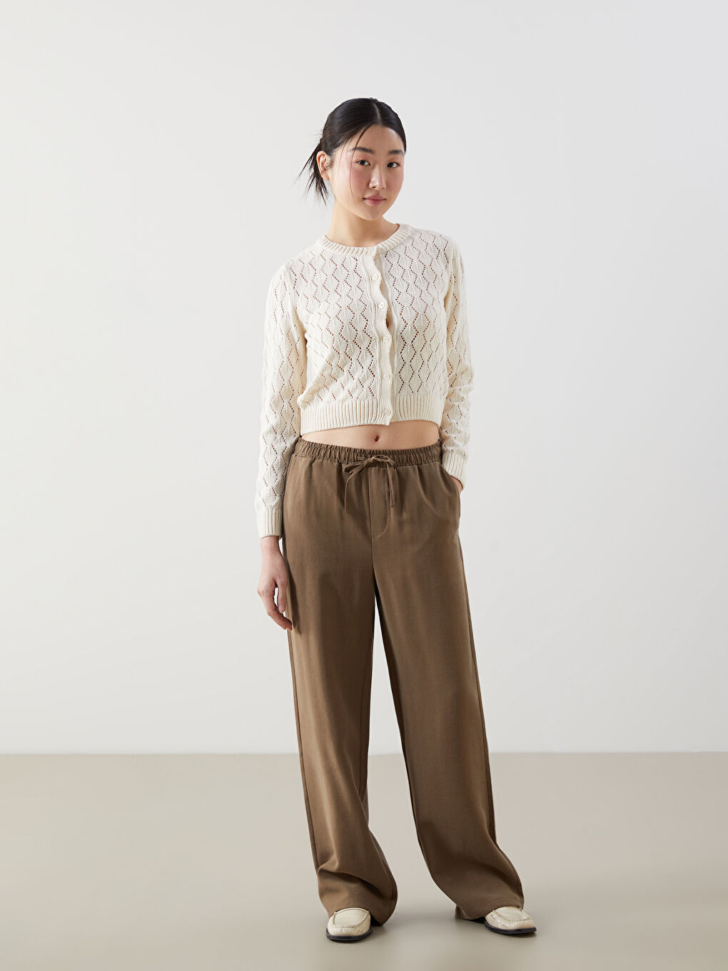 Elastic Waist Wide Leg Women's Trousers -S54570Z8-PX1
