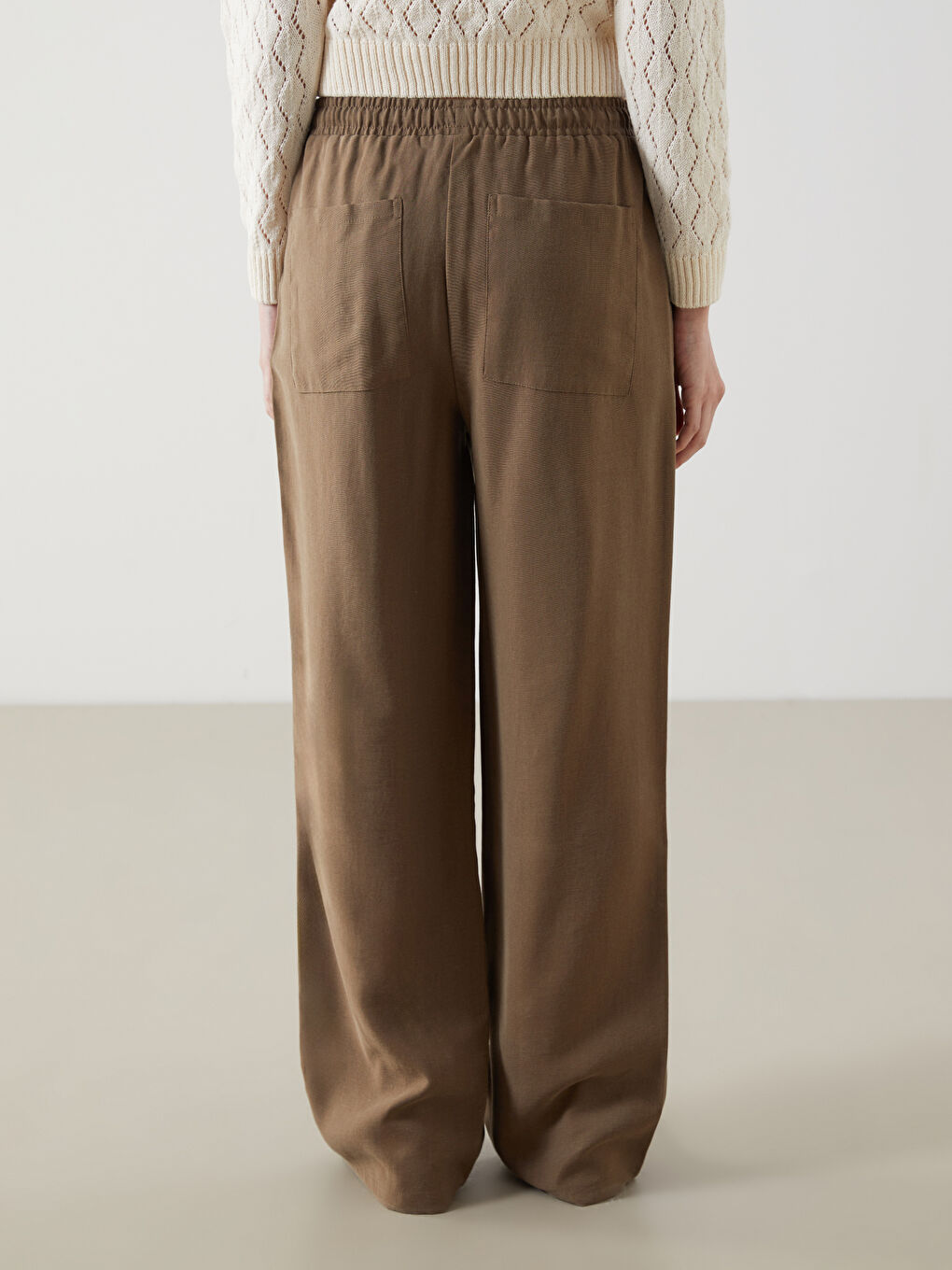 Elastic Waist Wide Leg Women's Trousers -S54570Z8-PX1