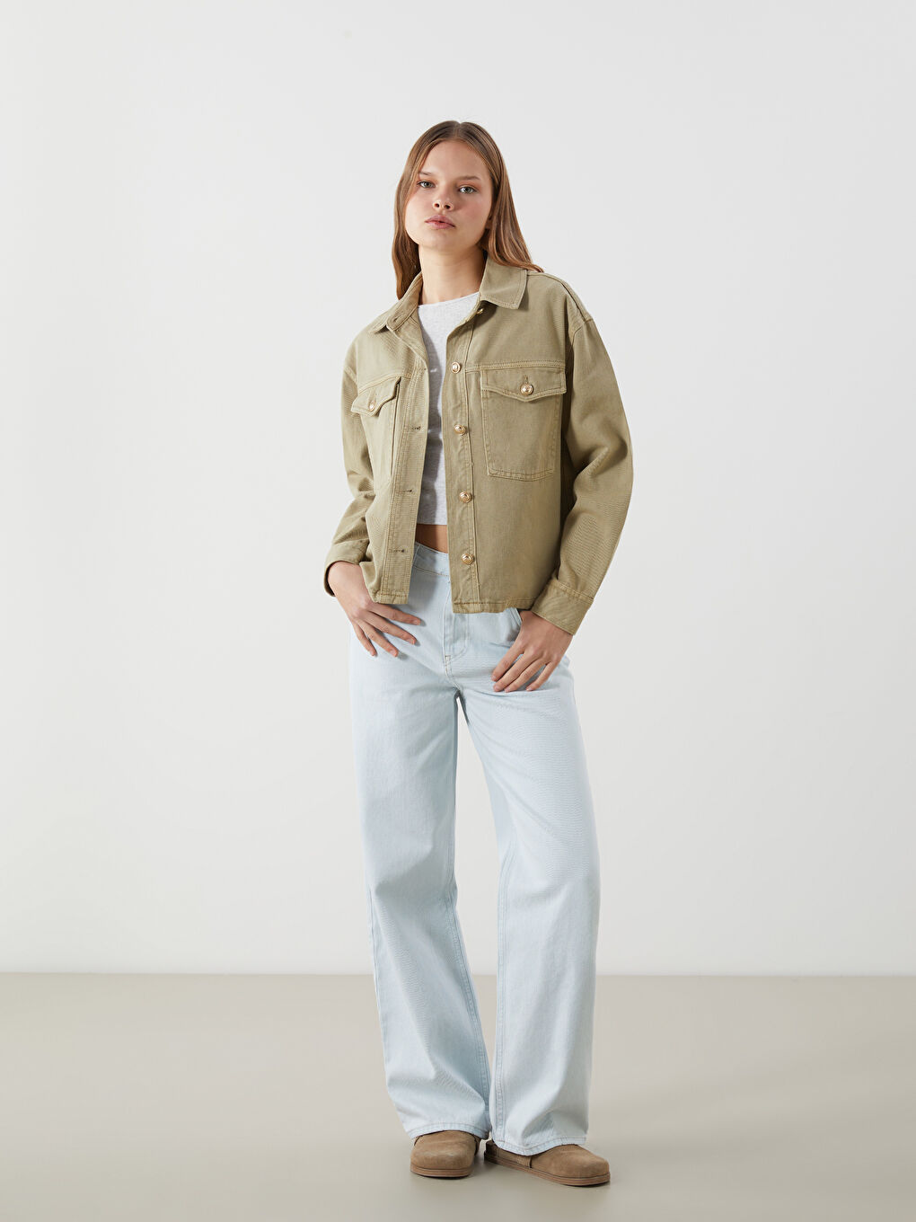 Oversize Women's Shirt Jacket -S54574Z8-YLK