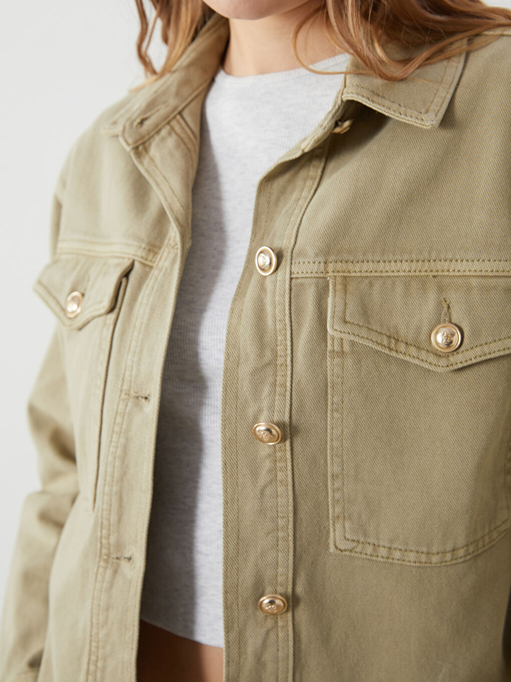 Oversize Women's Shirt Jacket -S54574Z8-YLK