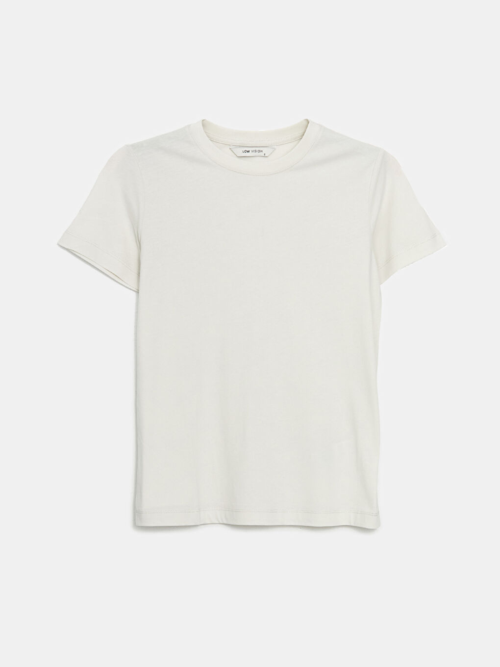 Bej Bisiklet Yaka Kadın Tişört-4