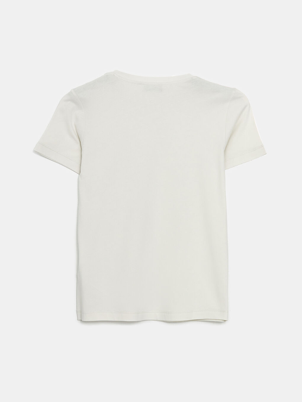 Bej Bisiklet Yaka Kadın Tişört-5