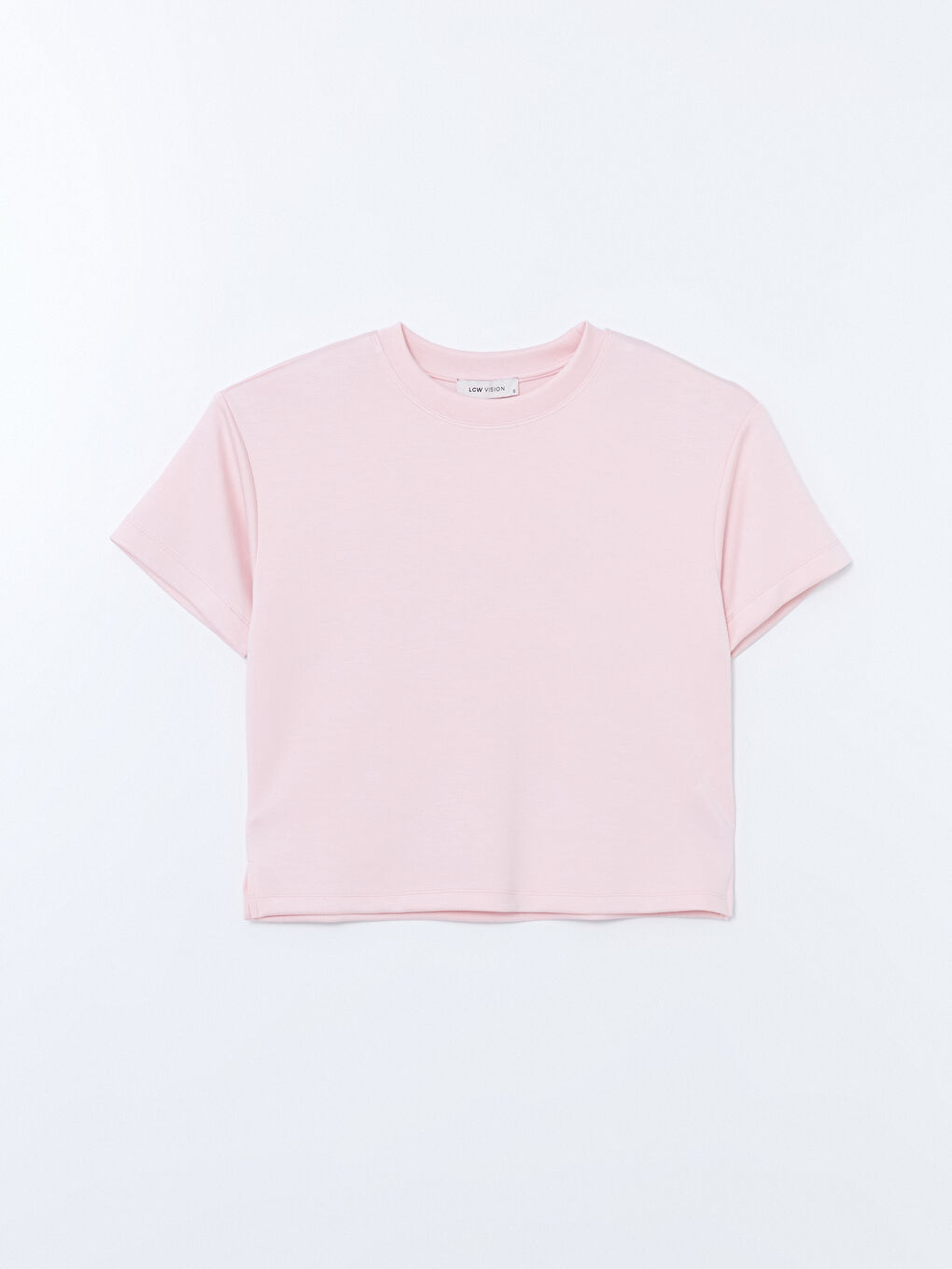 LCW Vision Pembe Bisiklet Yaka Kadın Tişört - 4
