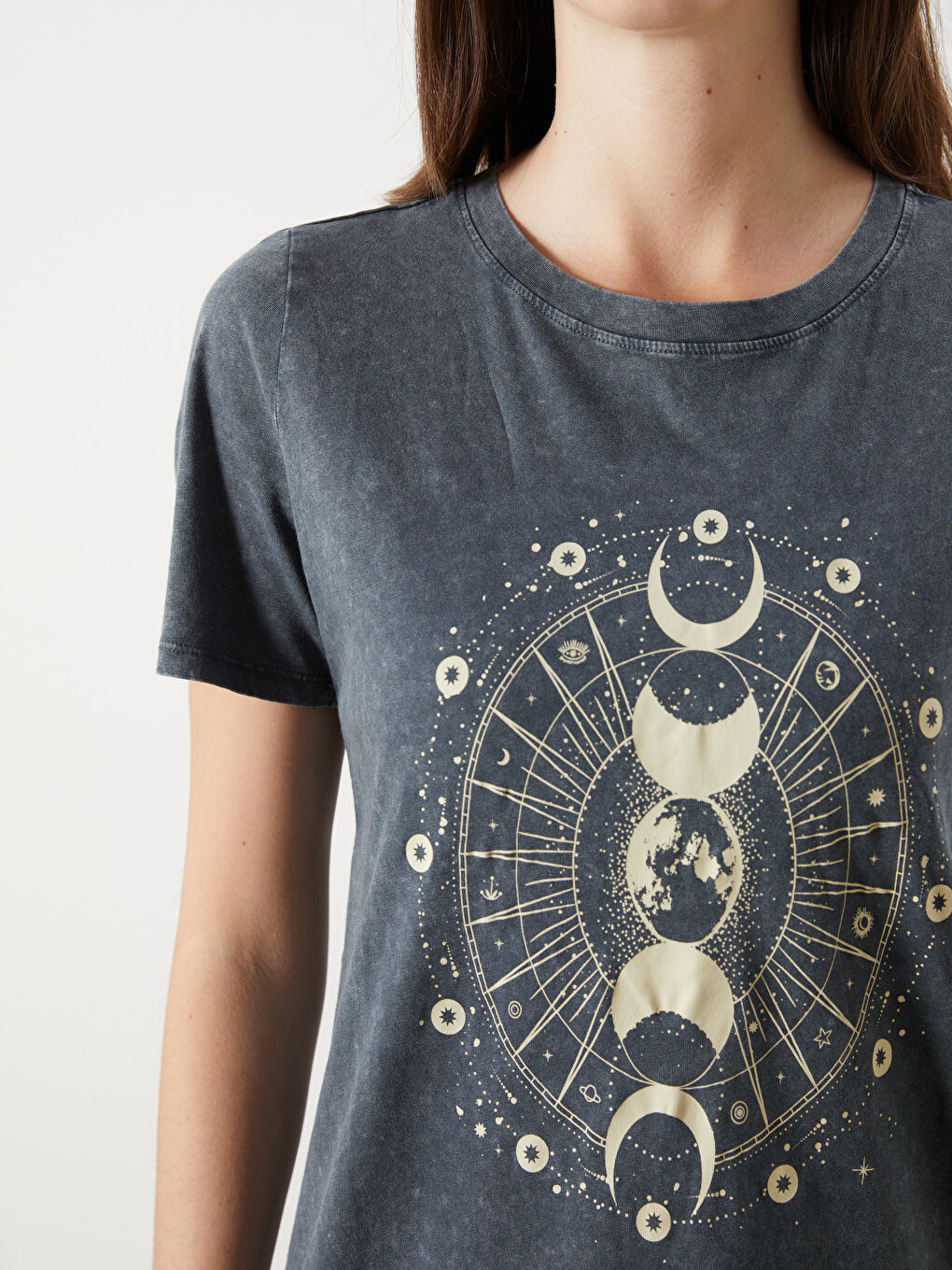 Crew Neck Printed Women's T-Shirt -S54632Z8-SFS
