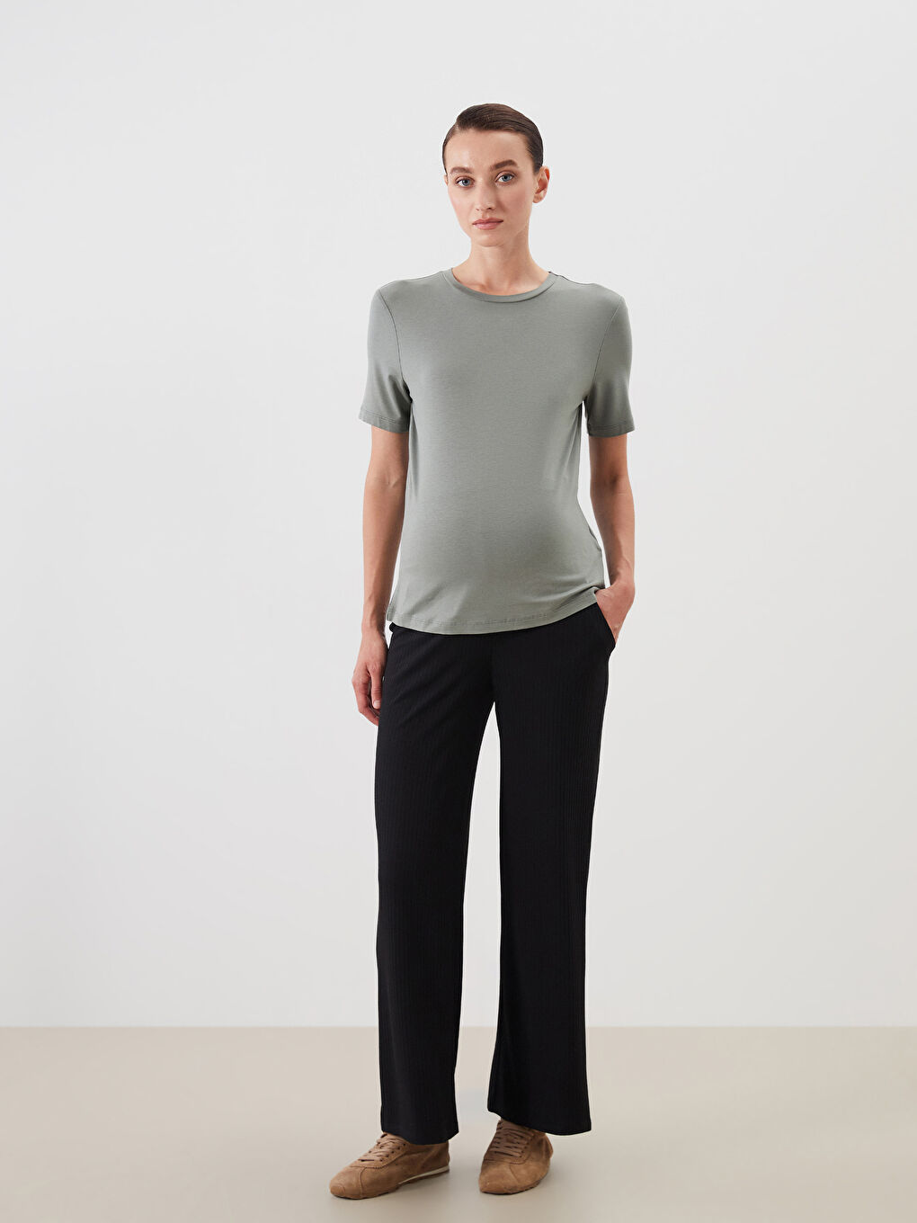 LCWAIKIKI Maternity Belly Panel Textured Maternity Trousers -S54639Z8-CVL