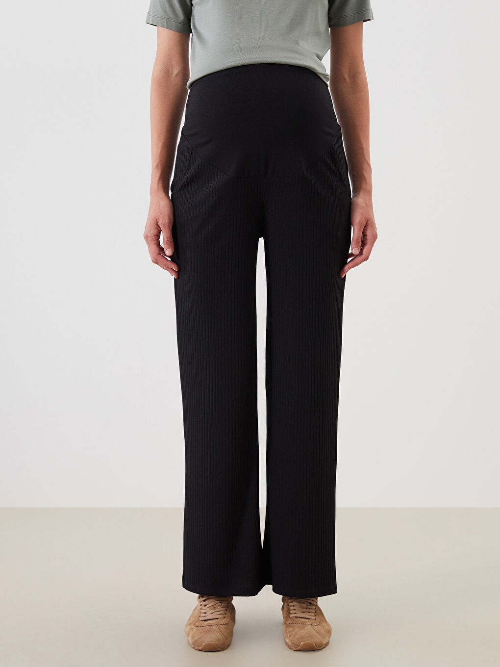 LCWAIKIKI Maternity Belly Panel Textured Maternity Trousers -S54639Z8-CVL