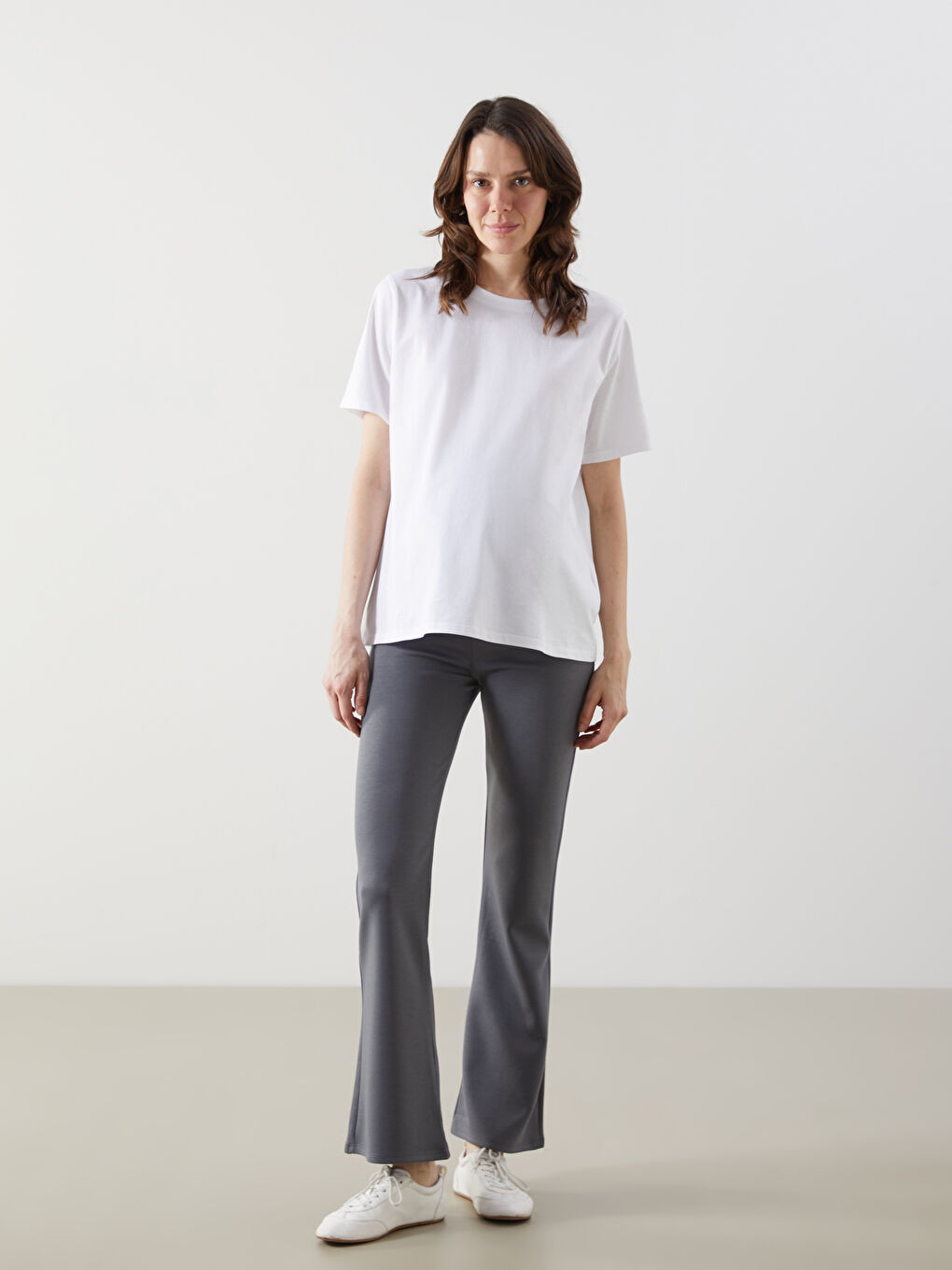 Maternity Flared Leggings with Over-Bump Panel -S54640Z8-GYS