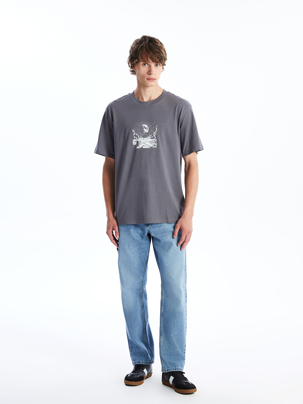 Crew Neck Printed Jersey Men's T-Shirt -S54647Z8-VYK