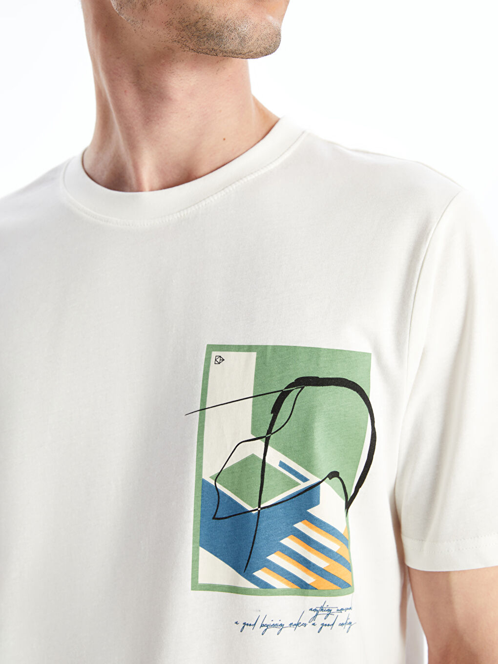 Crew Neck Printed Jersey Men's T-Shirt-2