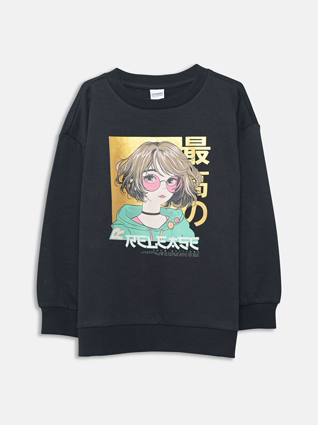 Crew Neck Anime Printed Girls' Sweatshirt -S54659Z8-EFN