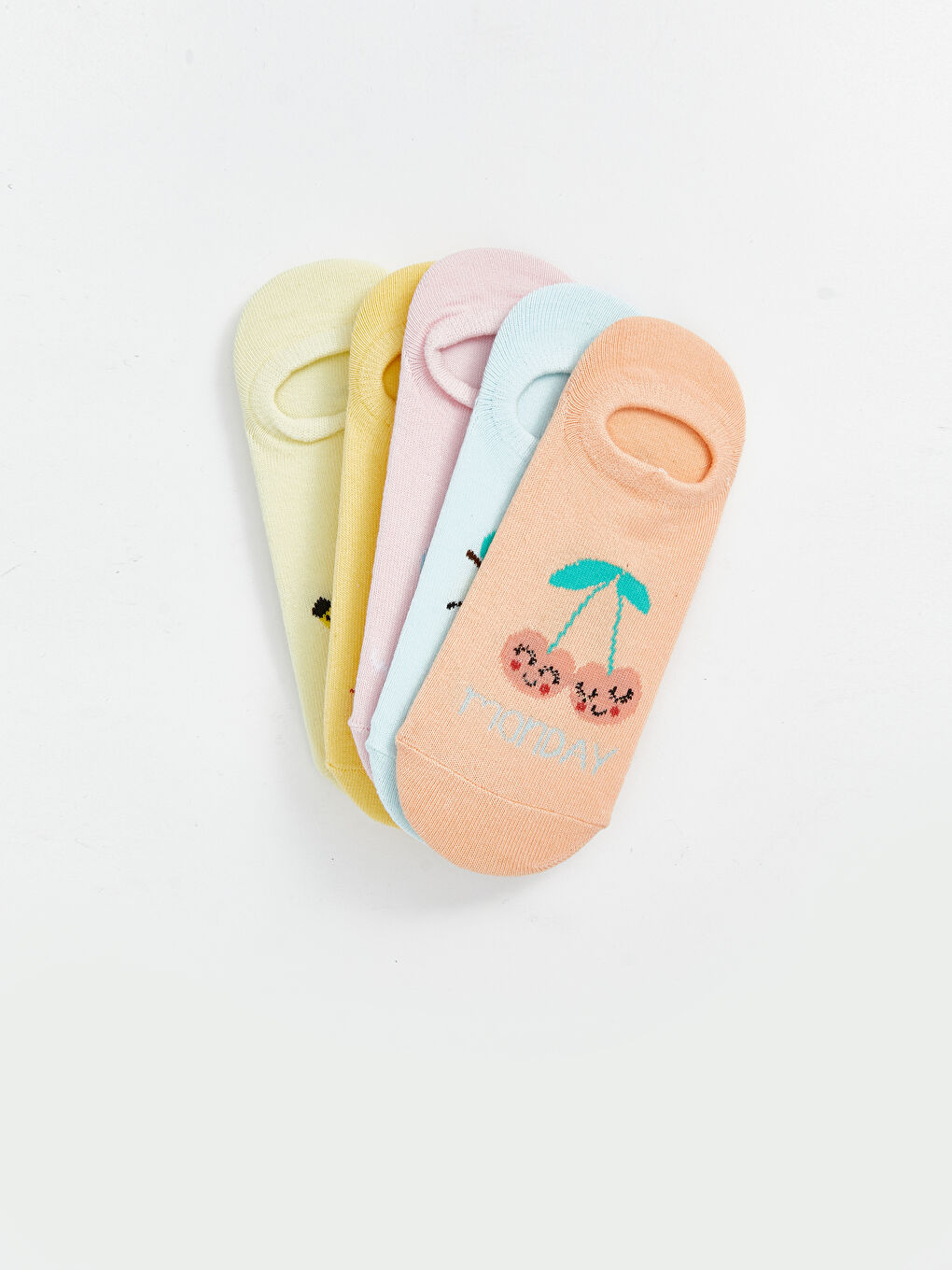 Patterned Girls' Trainer Socks 5 Pack -S54670Z4-J3A