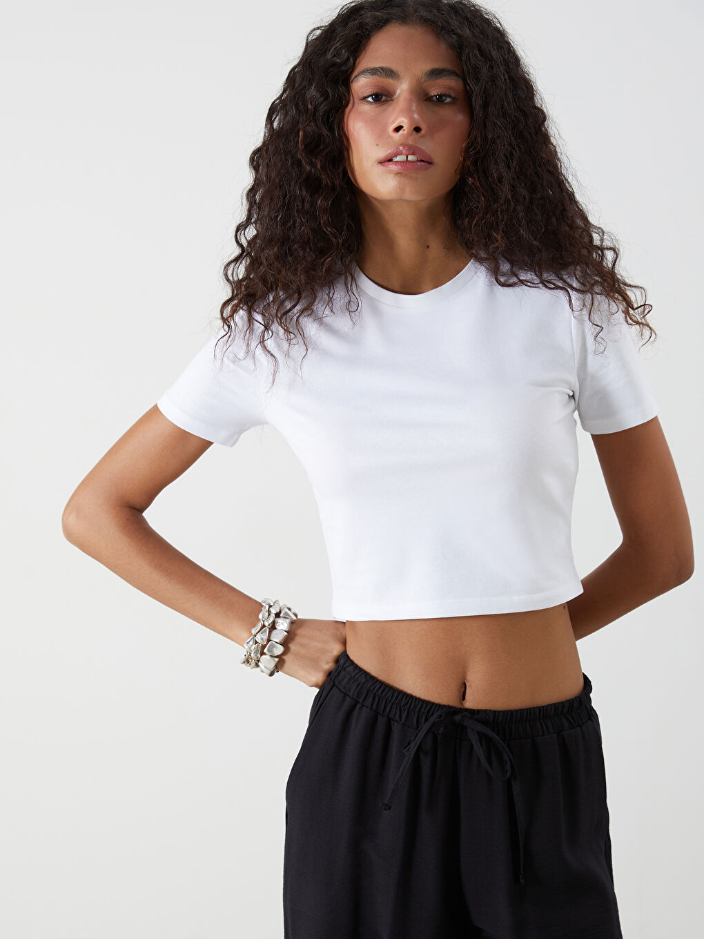 Woman WHITE Crop Top -S54677Z8-Q6K