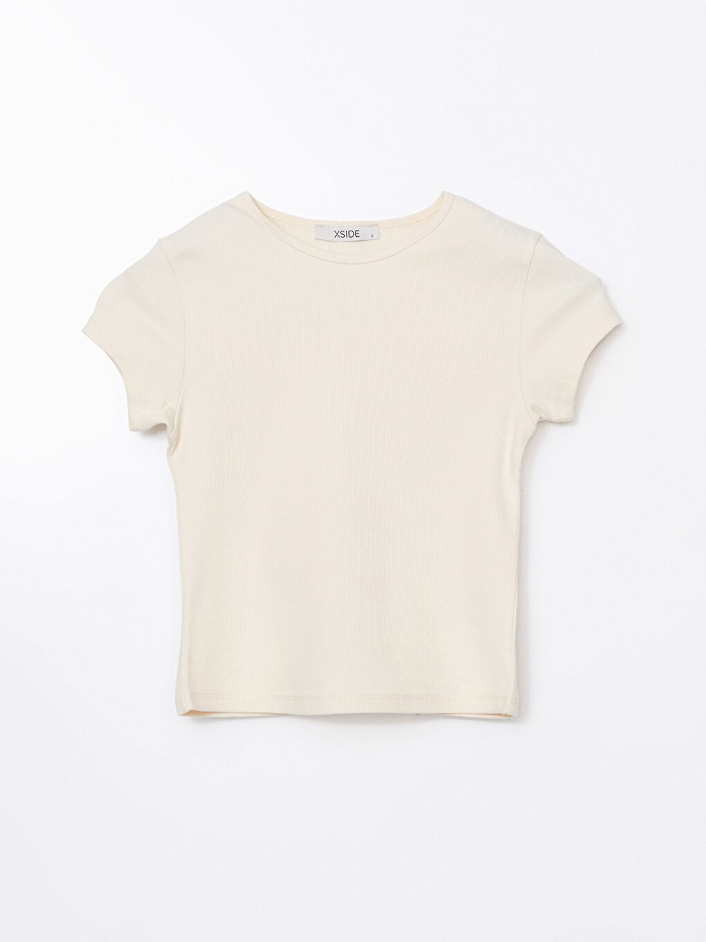 Crew Neck Ribbed Women's T-Shirt -S54682Z8-FF7