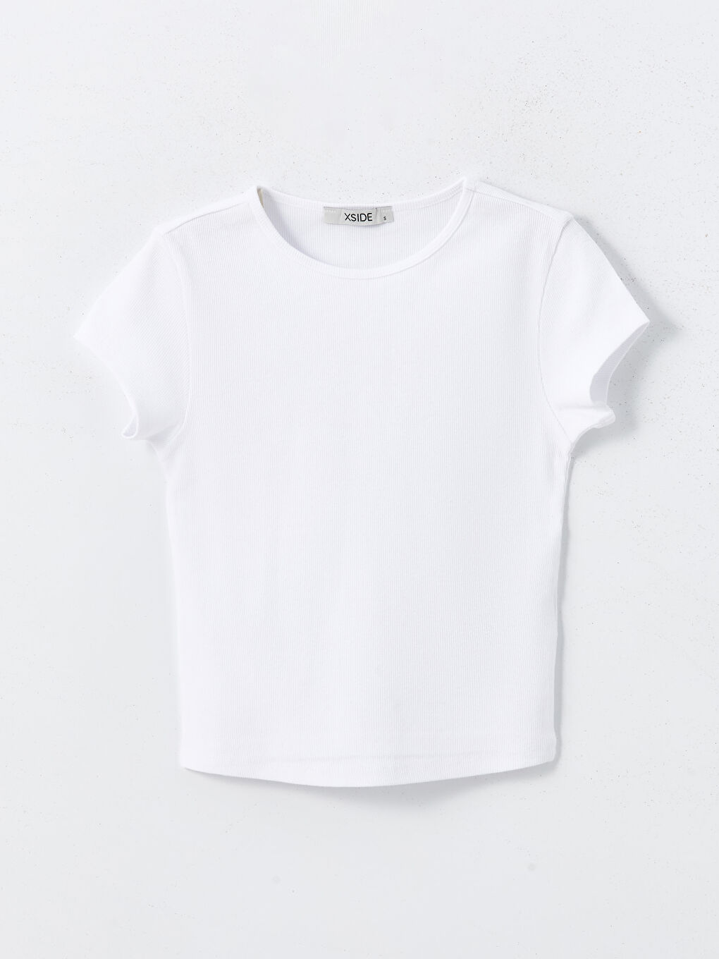 Crew Neck Ribbed Women's T-Shirt -S54682Z8-Q6K