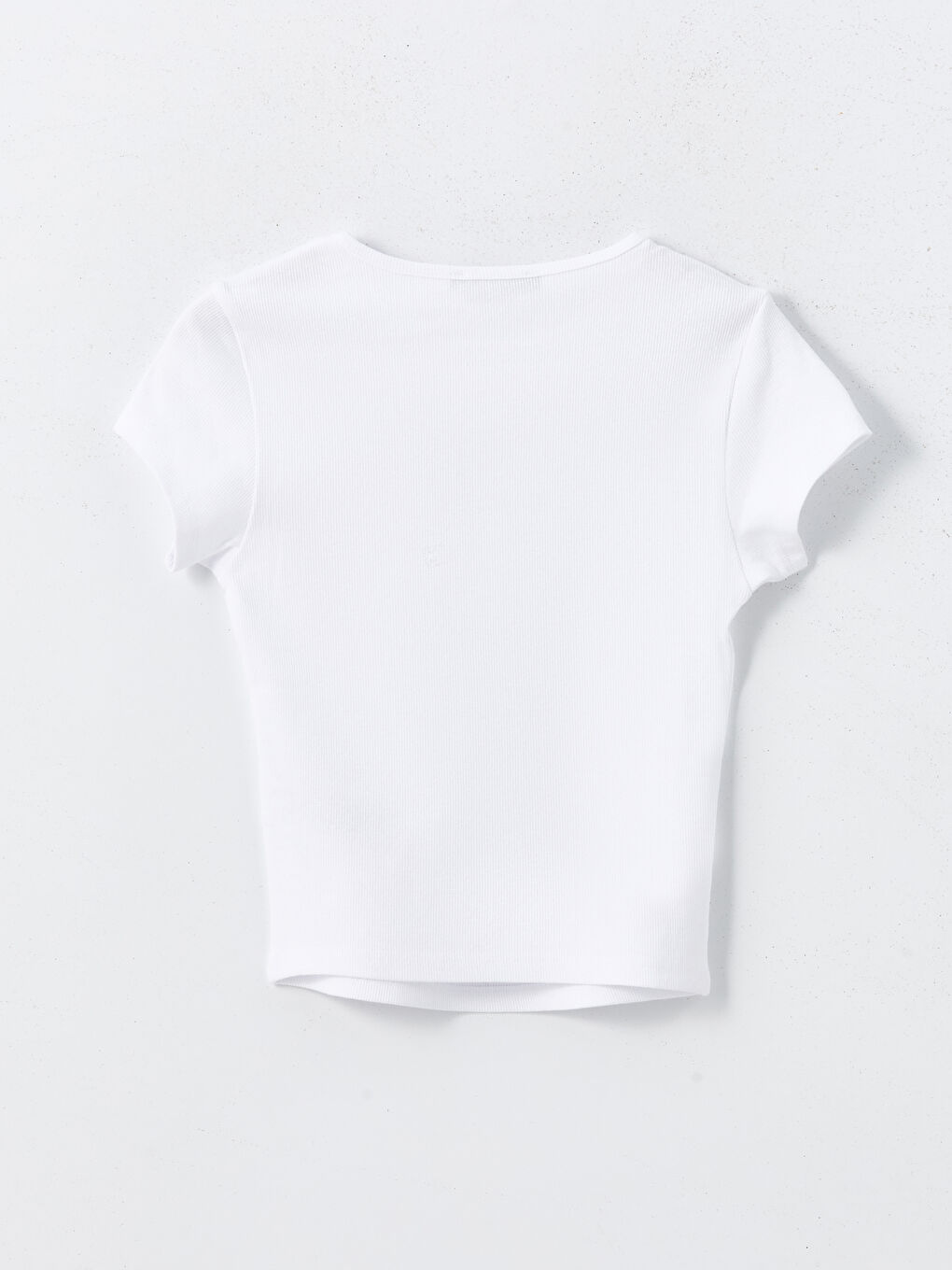Crew Neck Ribbed Women's T-Shirt -S54682Z8-Q6K