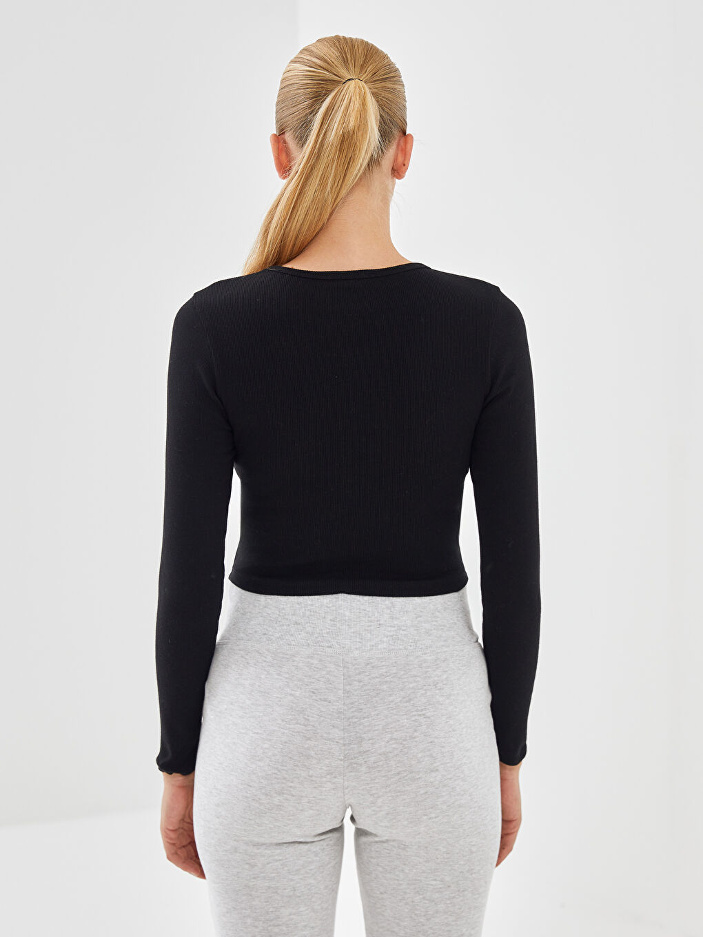 Crew Neck Ribbed Women's T-Shirt -S54694Z8-CVL