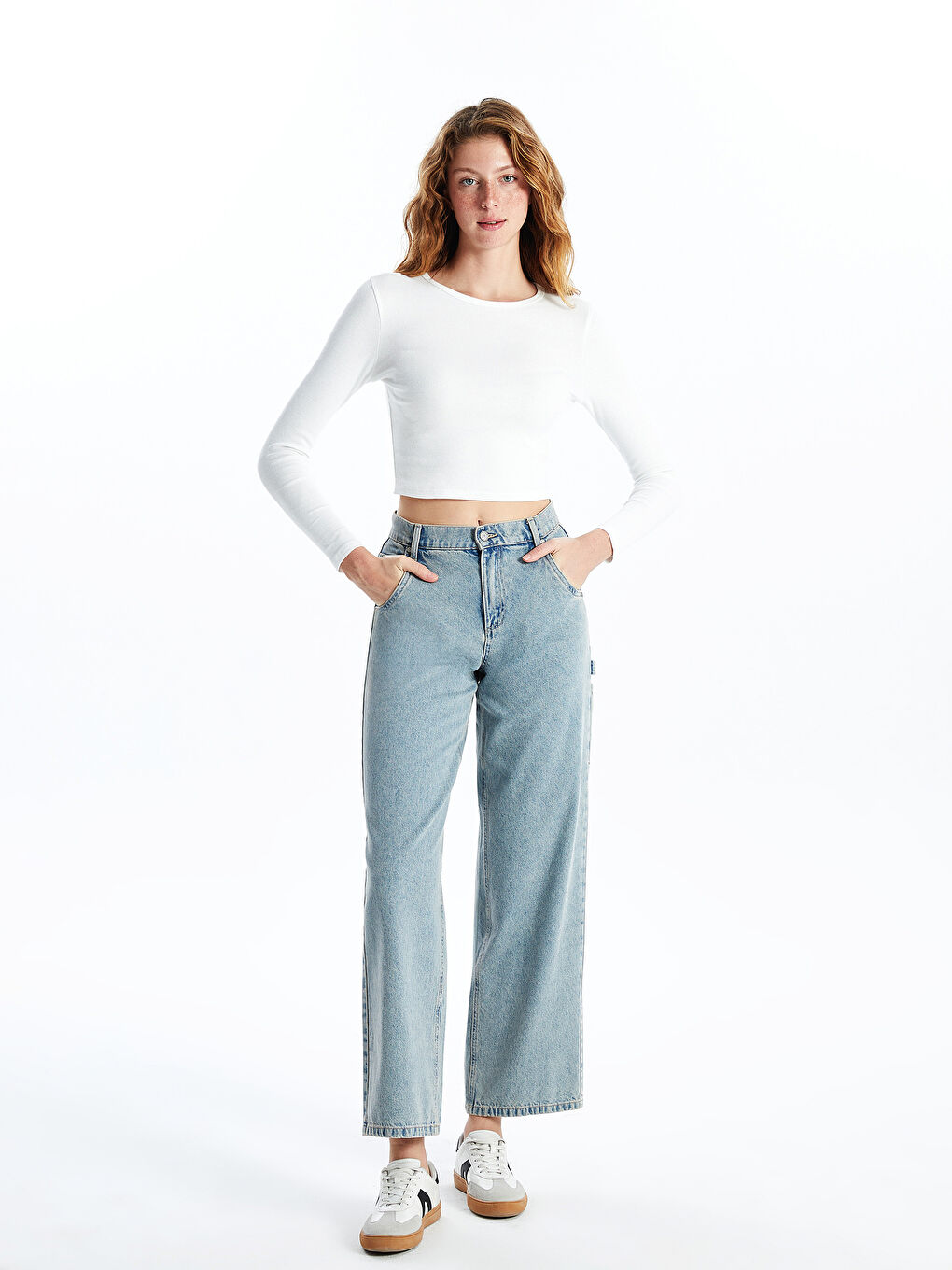 Crew Neck Ribbed Women's T-Shirt -S54694Z8-R9J