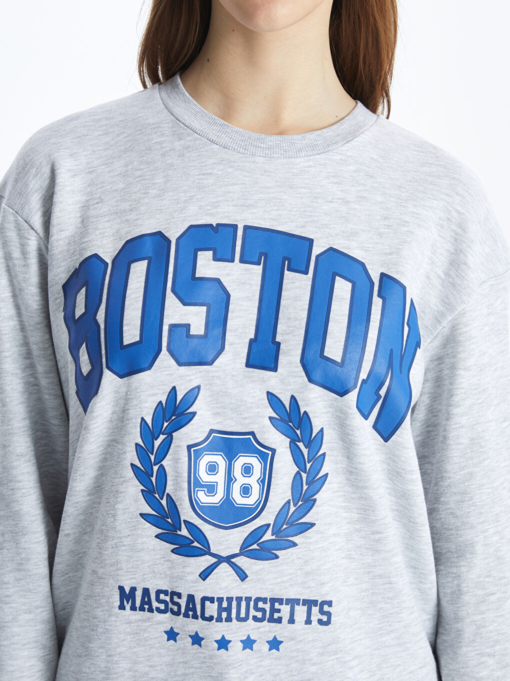 Свитшот с круглым вырезом и принтом Boston для женщин-2