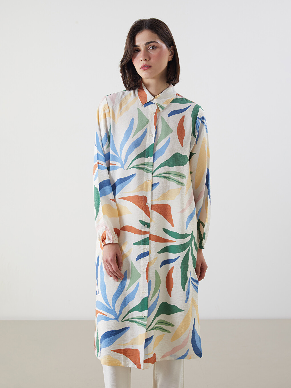 Patterned Women's Shirt Tunic-1