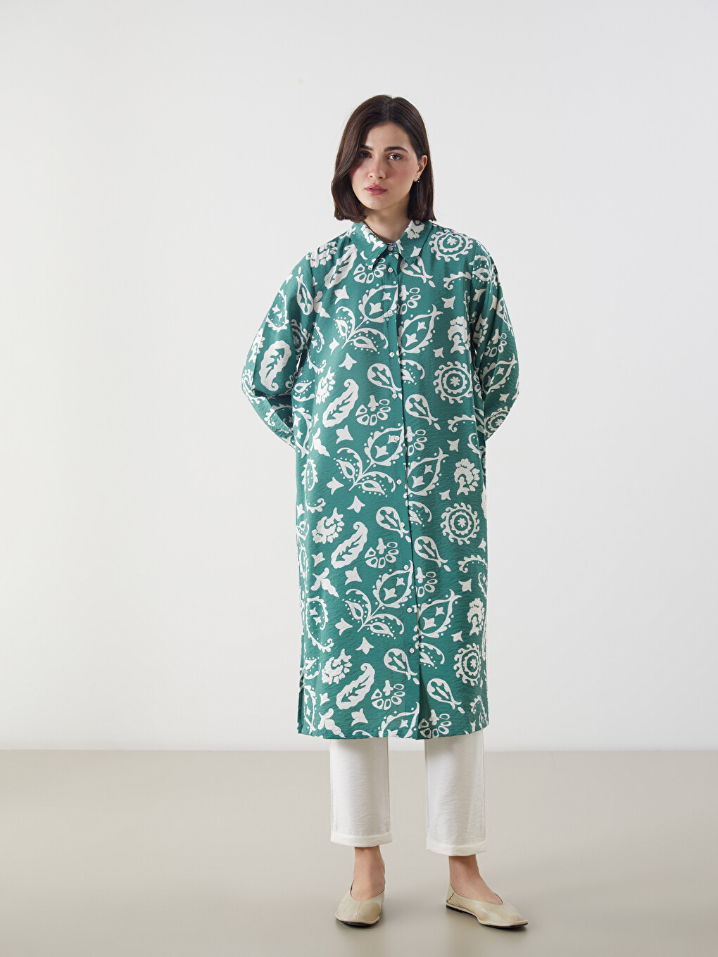 Patterned Women's Shirt Tunic-1