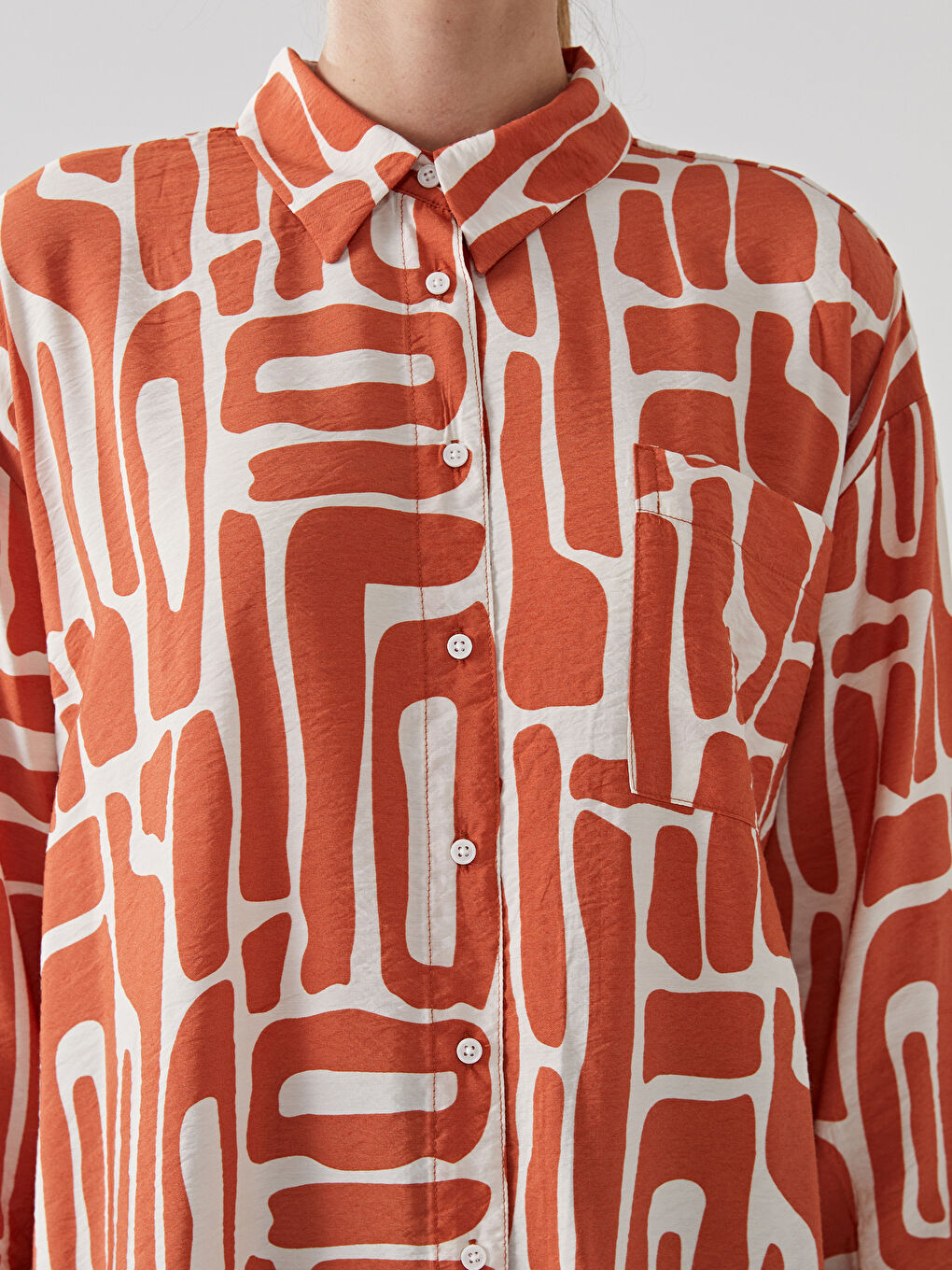 Patterned Buttoned Women's Shirt Tunic-2