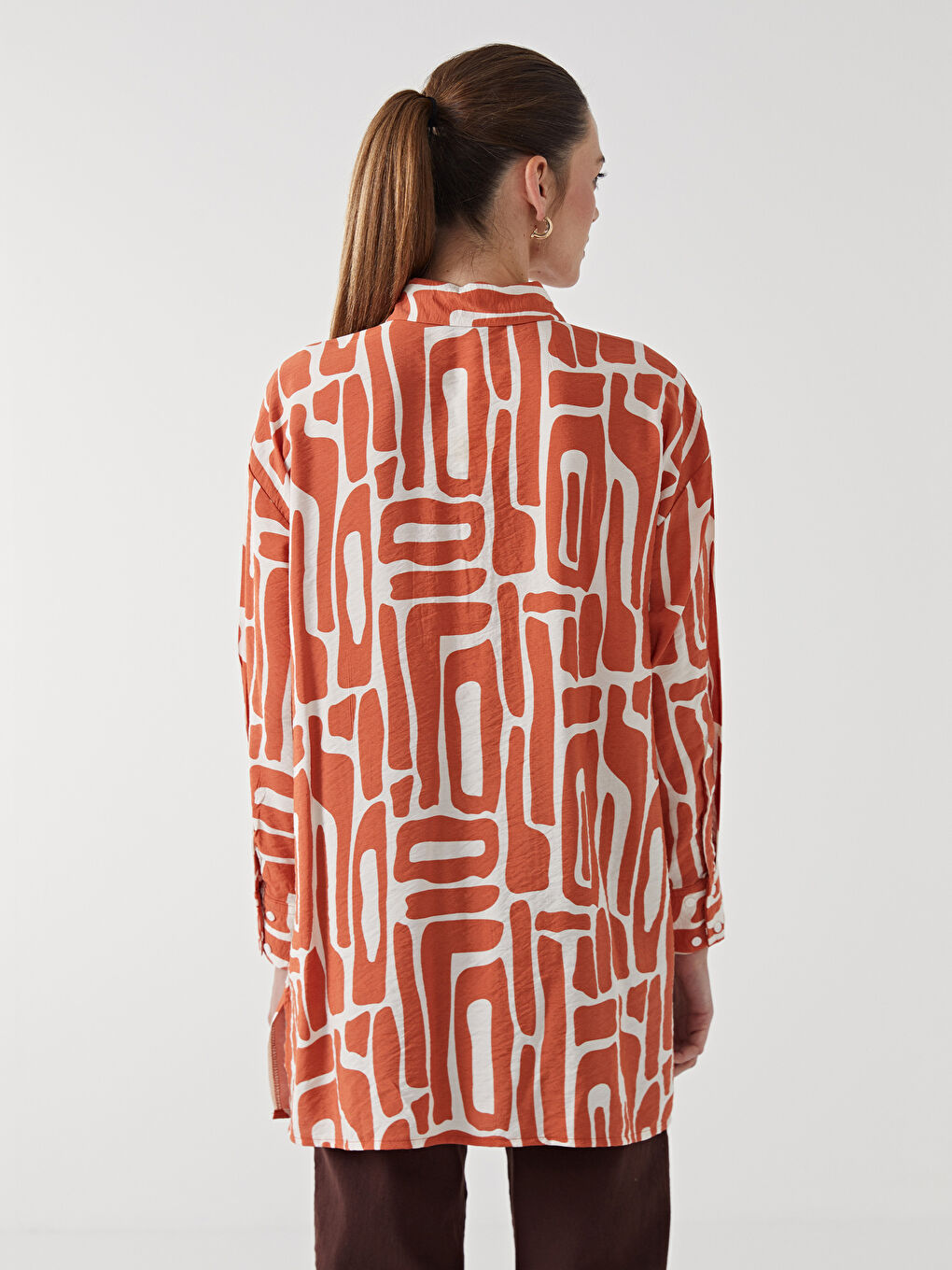 Patterned Buttoned Women's Shirt Tunic-3