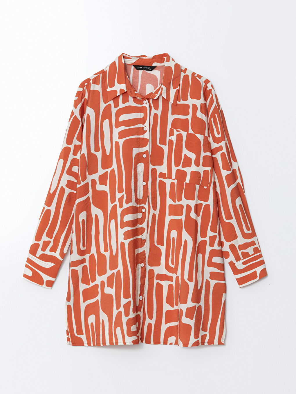 Patterned Buttoned Women's Shirt Tunic-4