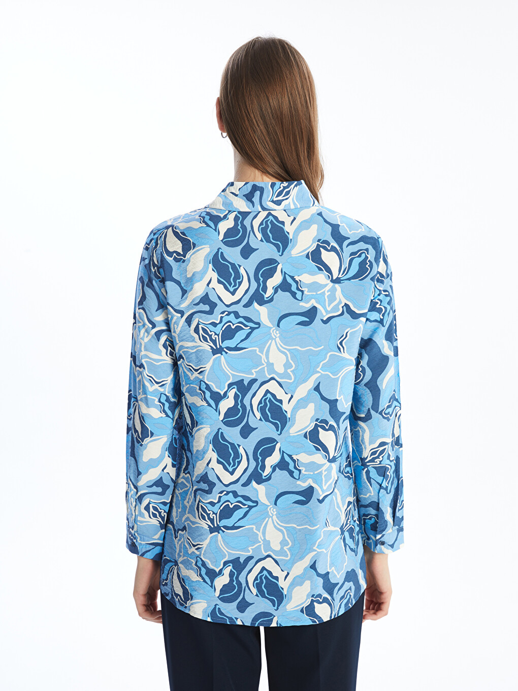 Collared Floral Women's Blouse-3